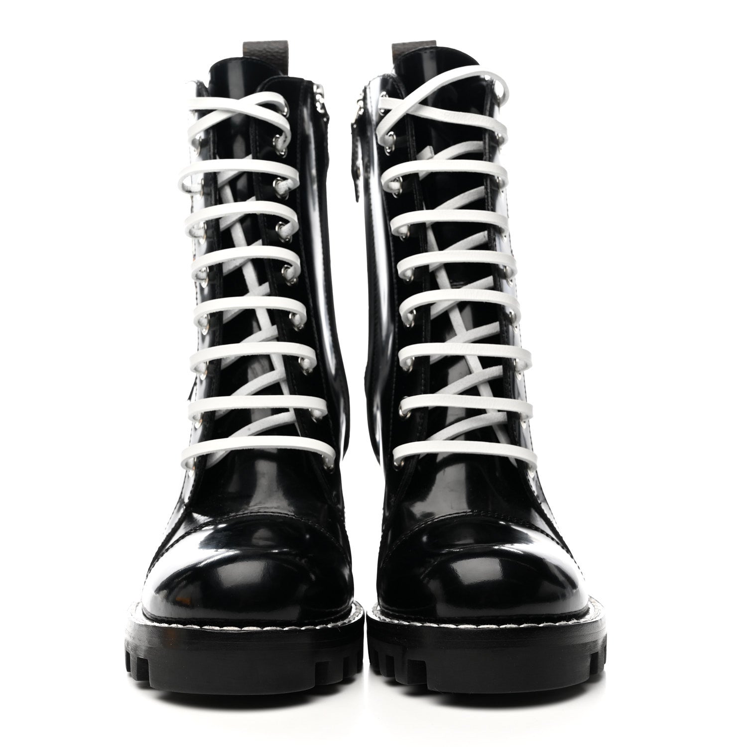 Patent Calfskin Monogram LV Black Heart Star Trail Ankle Boots 35 Black