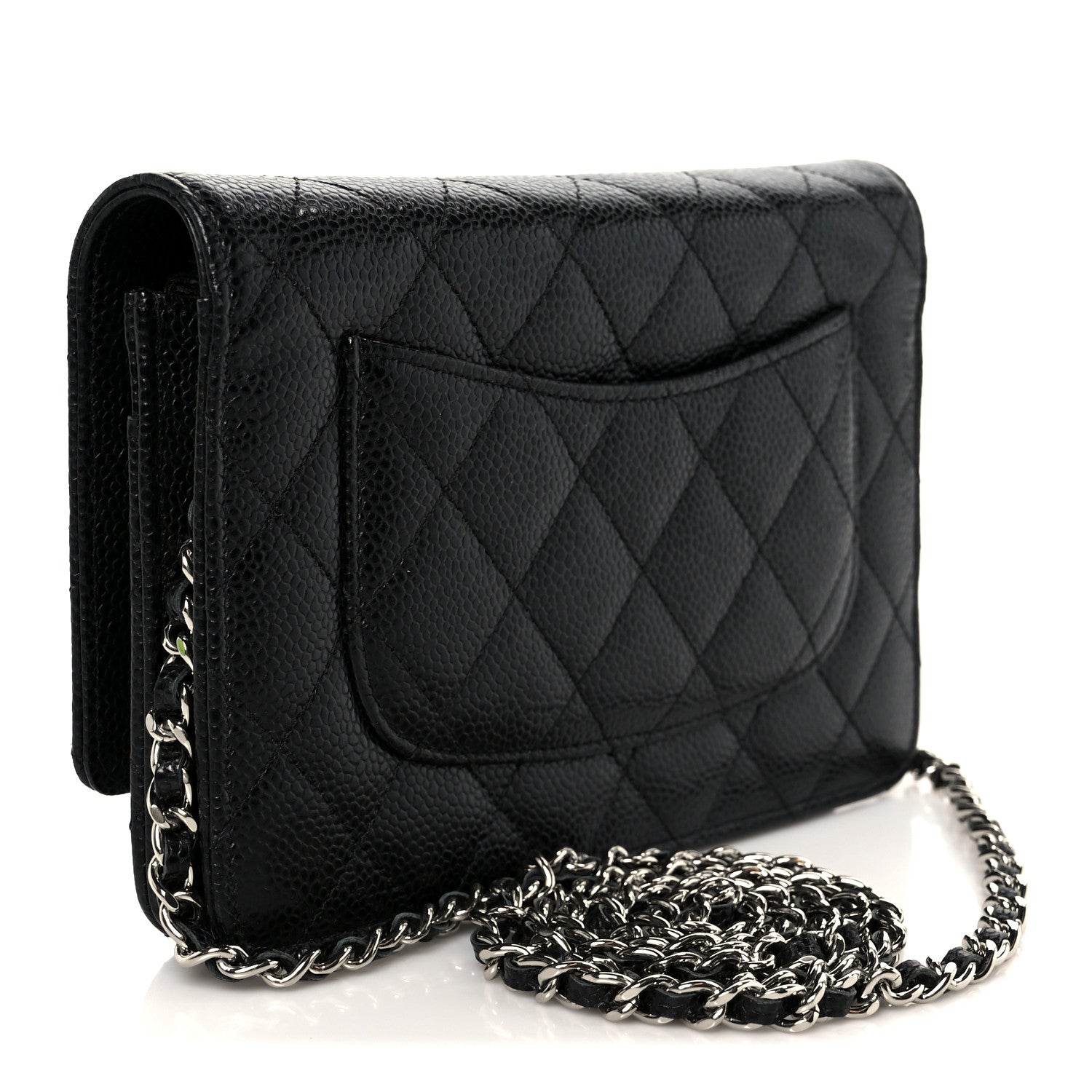 Caviar Quilted Wallet on Chain WOC Black