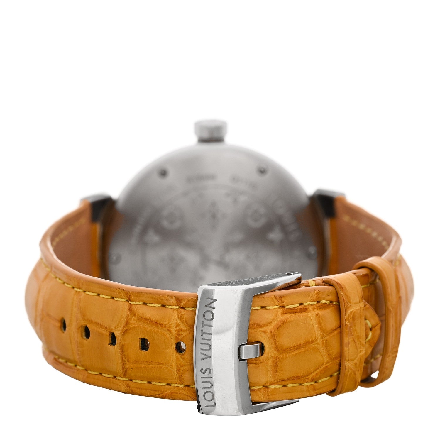 Stainless Steel Alligator Diamond 39mm Tambour Quartz Watch Brown