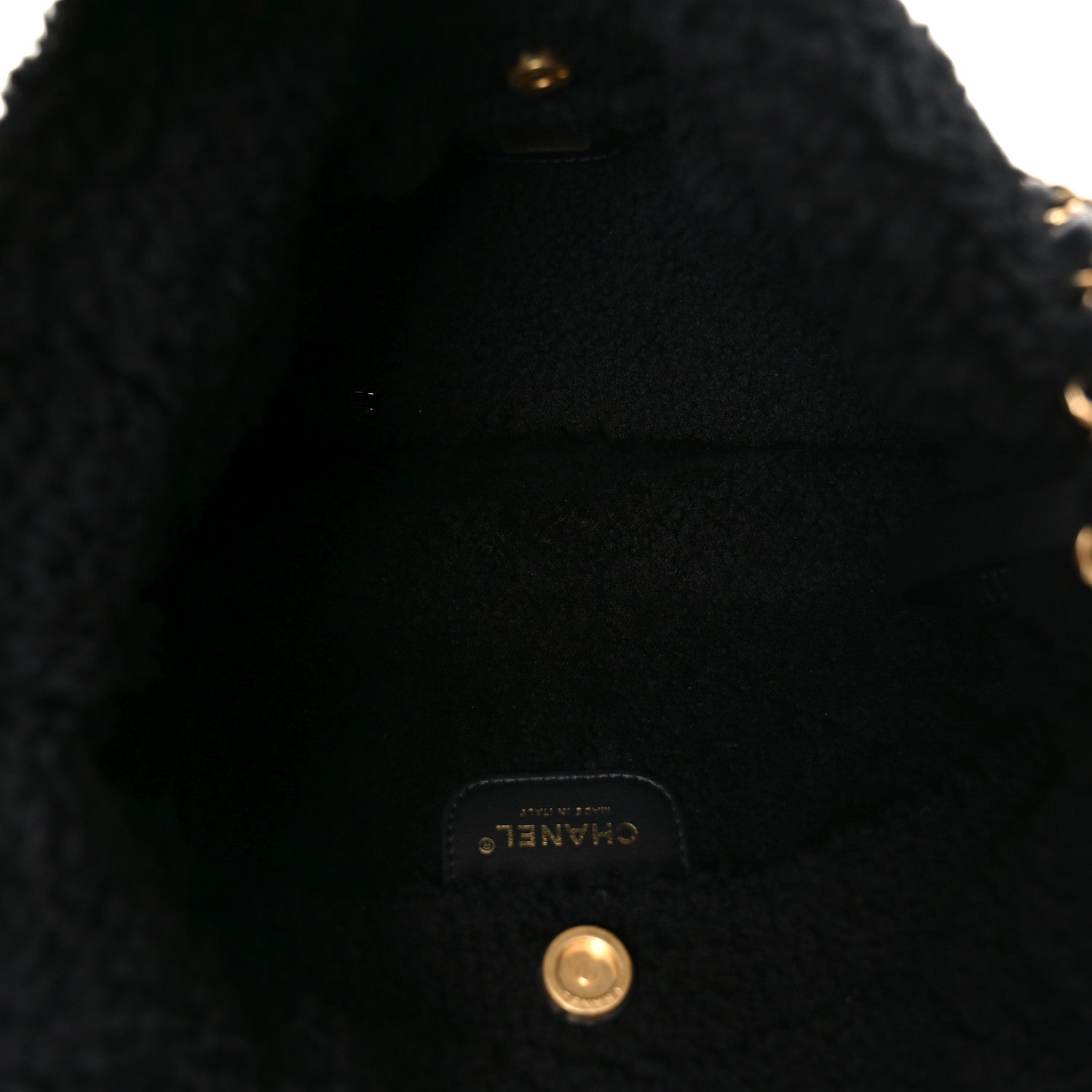 Aged Lambskin Shearling Quilted Small Chanel 22 Black