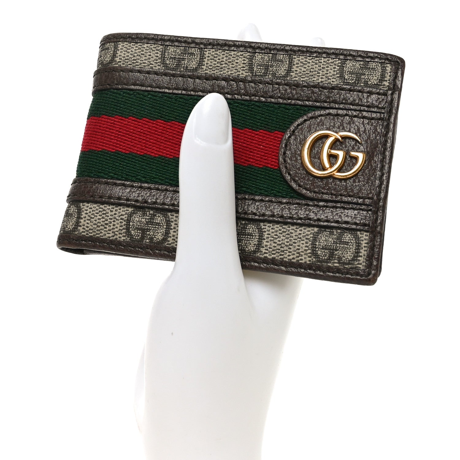 GG Supreme Monogram Web Mens Ophidia Bi-Fold Wallet Beige New Acero
