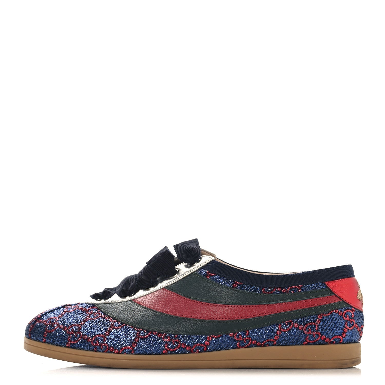 Lurex Calfskin Web GG Monogram Womens Falacer Sneakers 37 Iridescent Blue Iridescent Red Silver