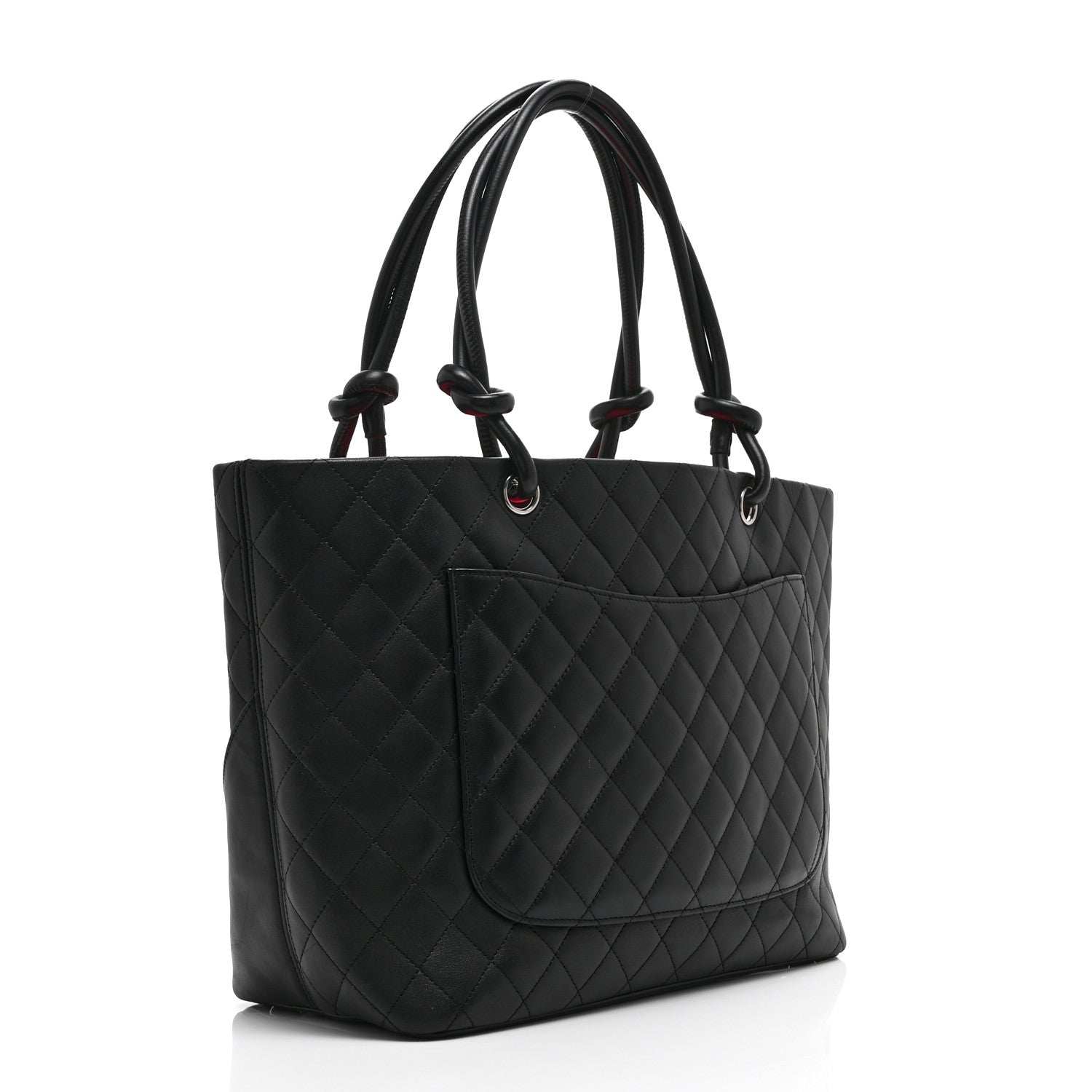 Calfskin Quilted Large Cambon Tote Black