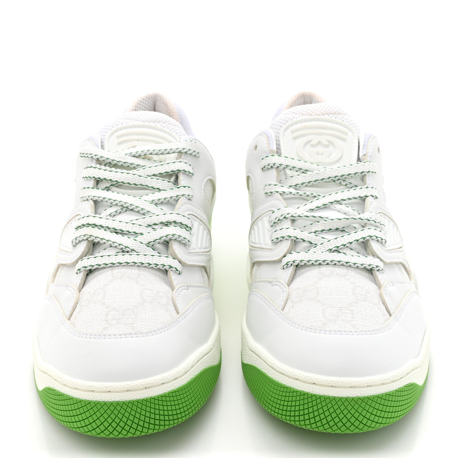 Demetra GG Supreme Monogram Womens Basket Low Top Sneakers 38 Great White Green