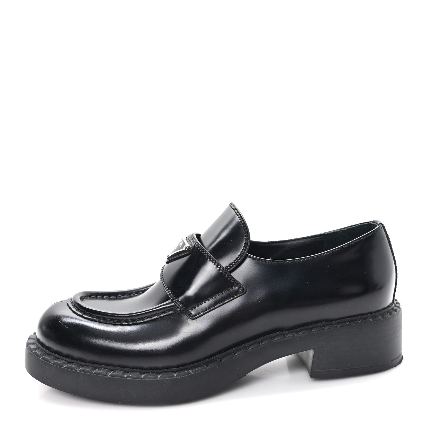 Spazzolato Metal Triangle Logo 50mm Loafers 39 Black