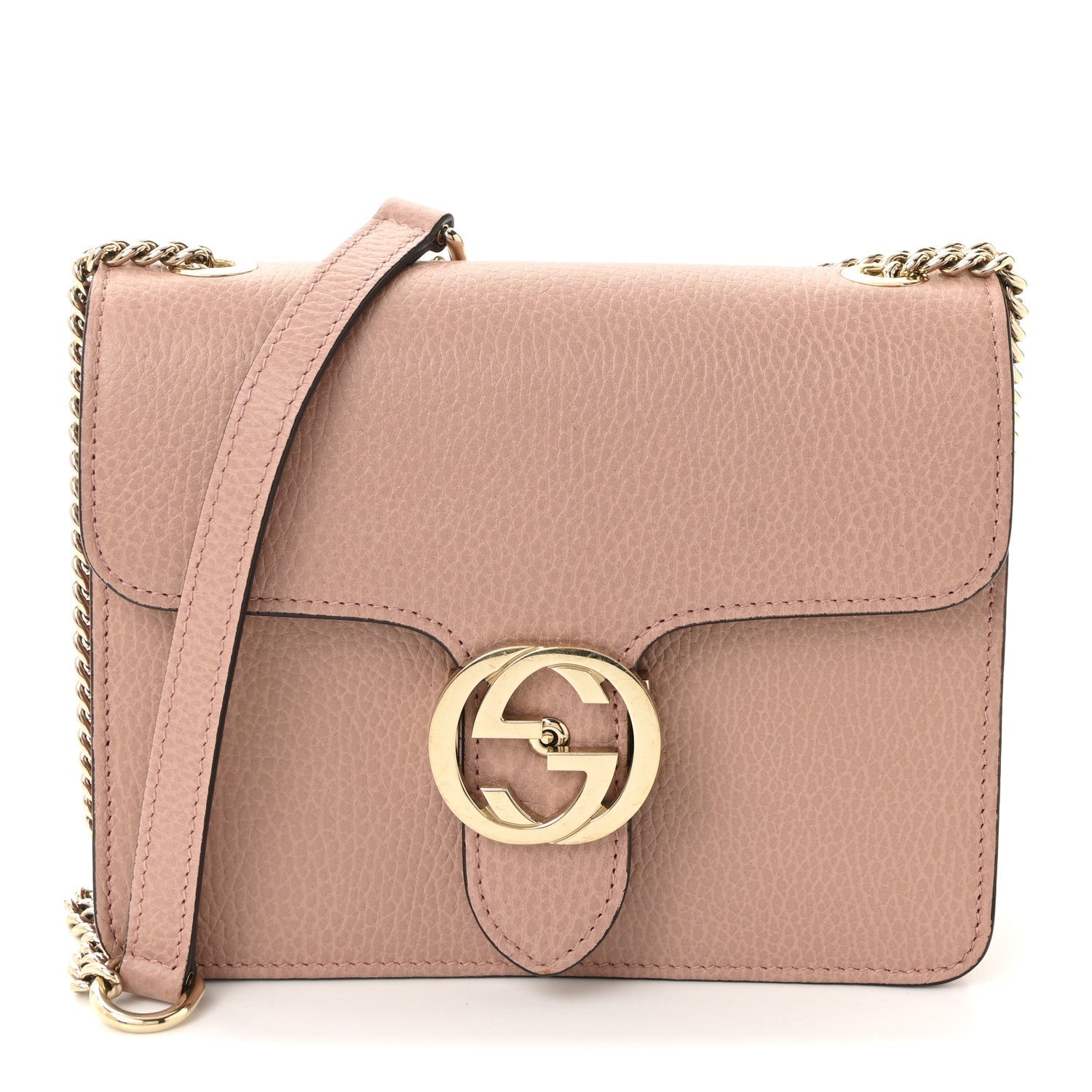 Dollar Calfskin Small Interlocking G Shoulder Bag Soft Pink