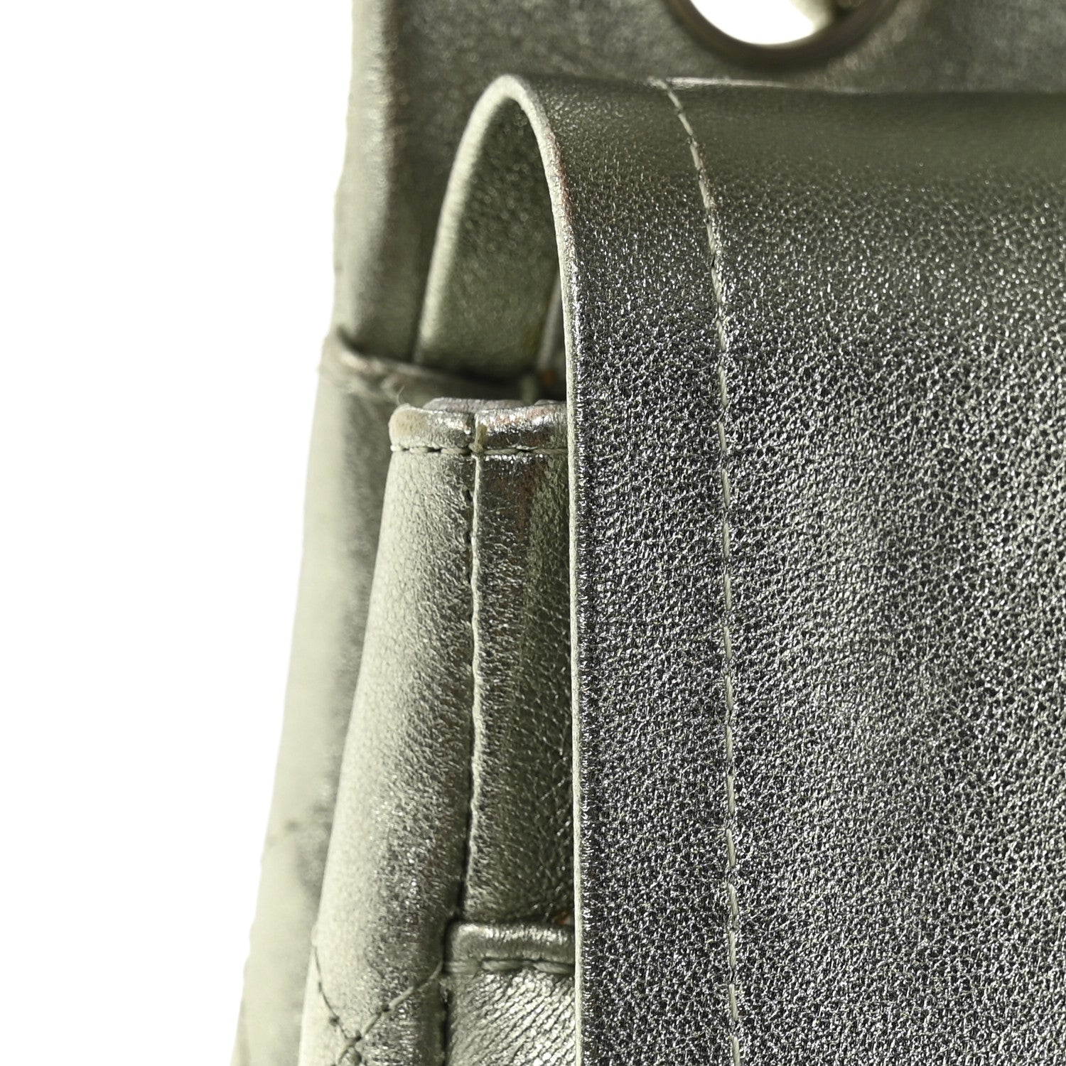 Metallic Lambskin Quilted Jumbo Double Flap Green