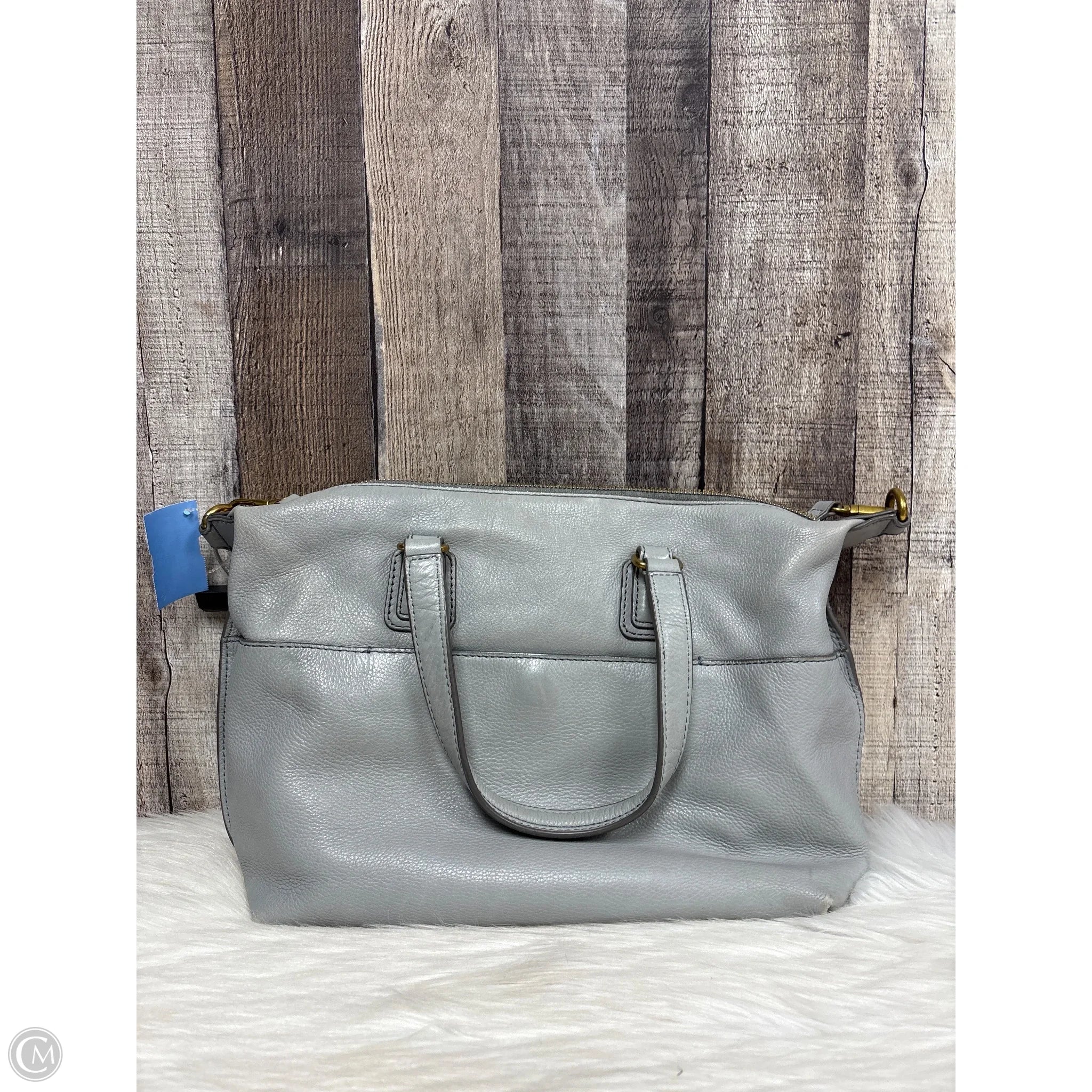 Handbag Leather By Fossil, Size: Medium