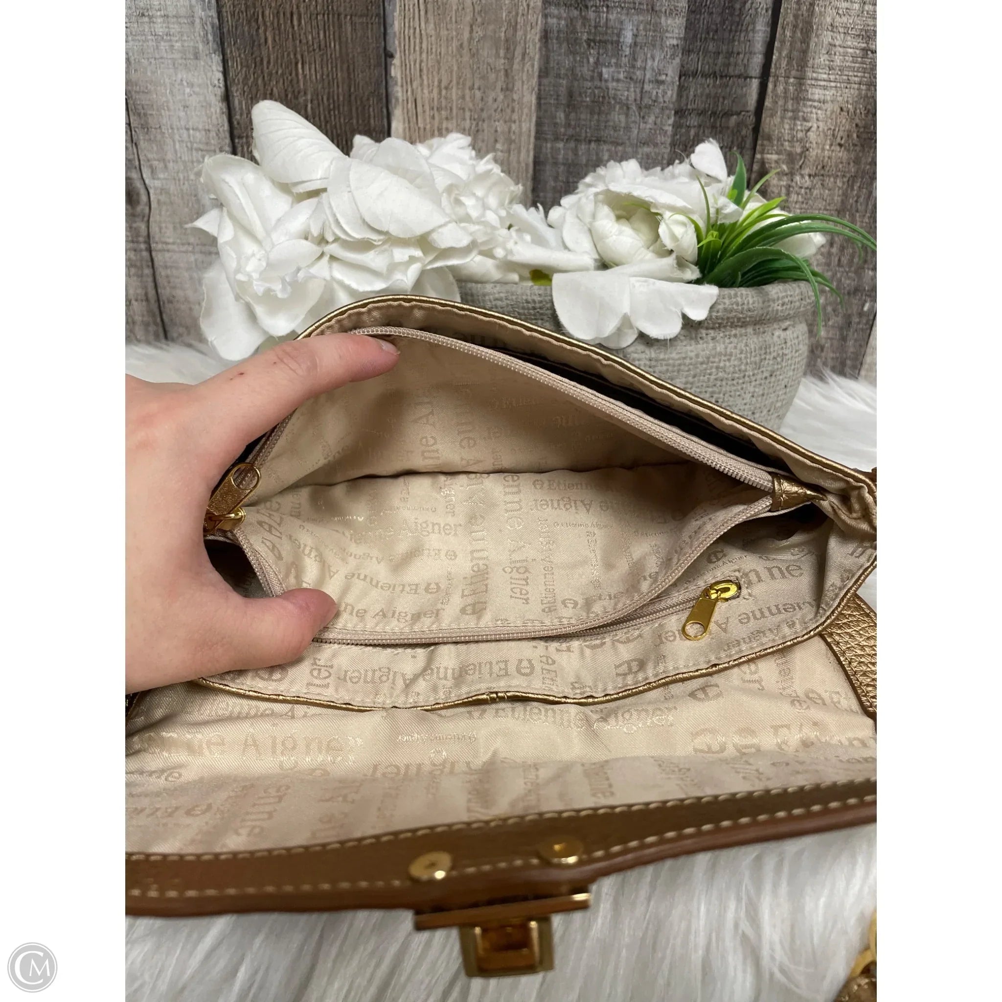 Handbag Leather By Etienne Aigner, Size: Medium