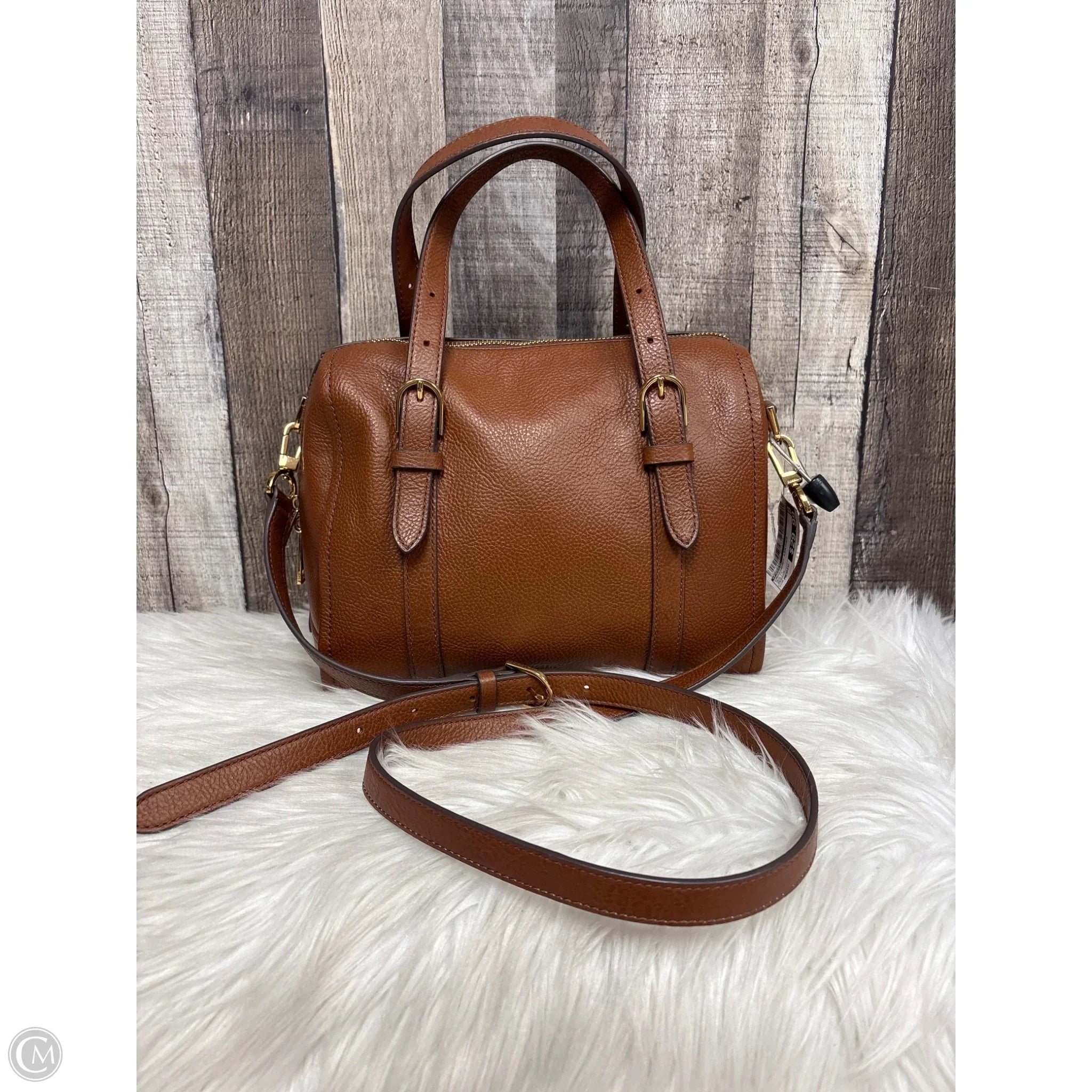 Crossbody Leather By Fossil, Size: Medium