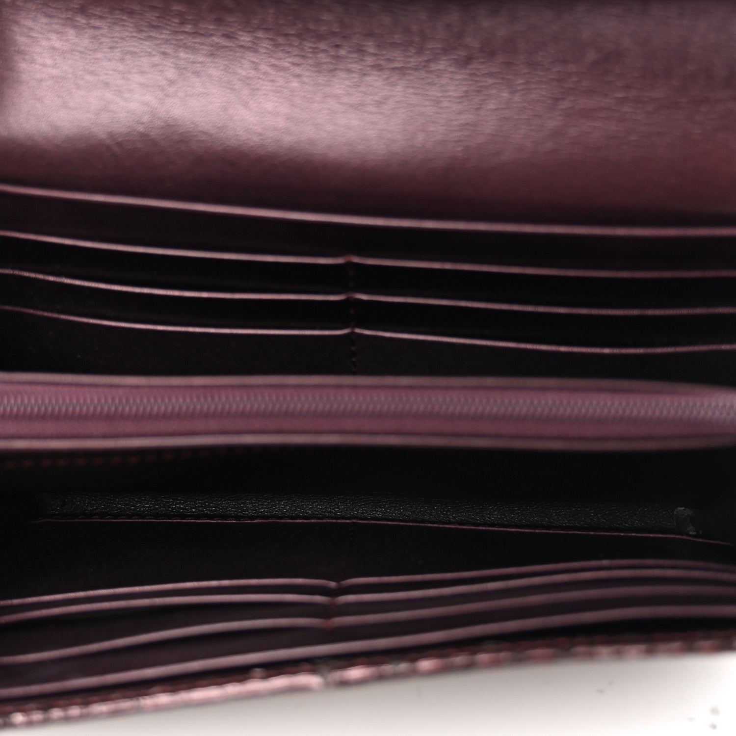Metallic Snakeskin Soft Stirrup Wallet Brown