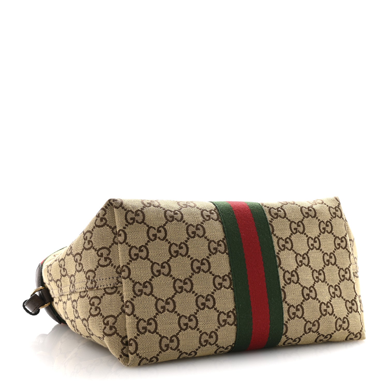 GG Monogram Web Small Giglio Tote Bag Beige Dark Brown