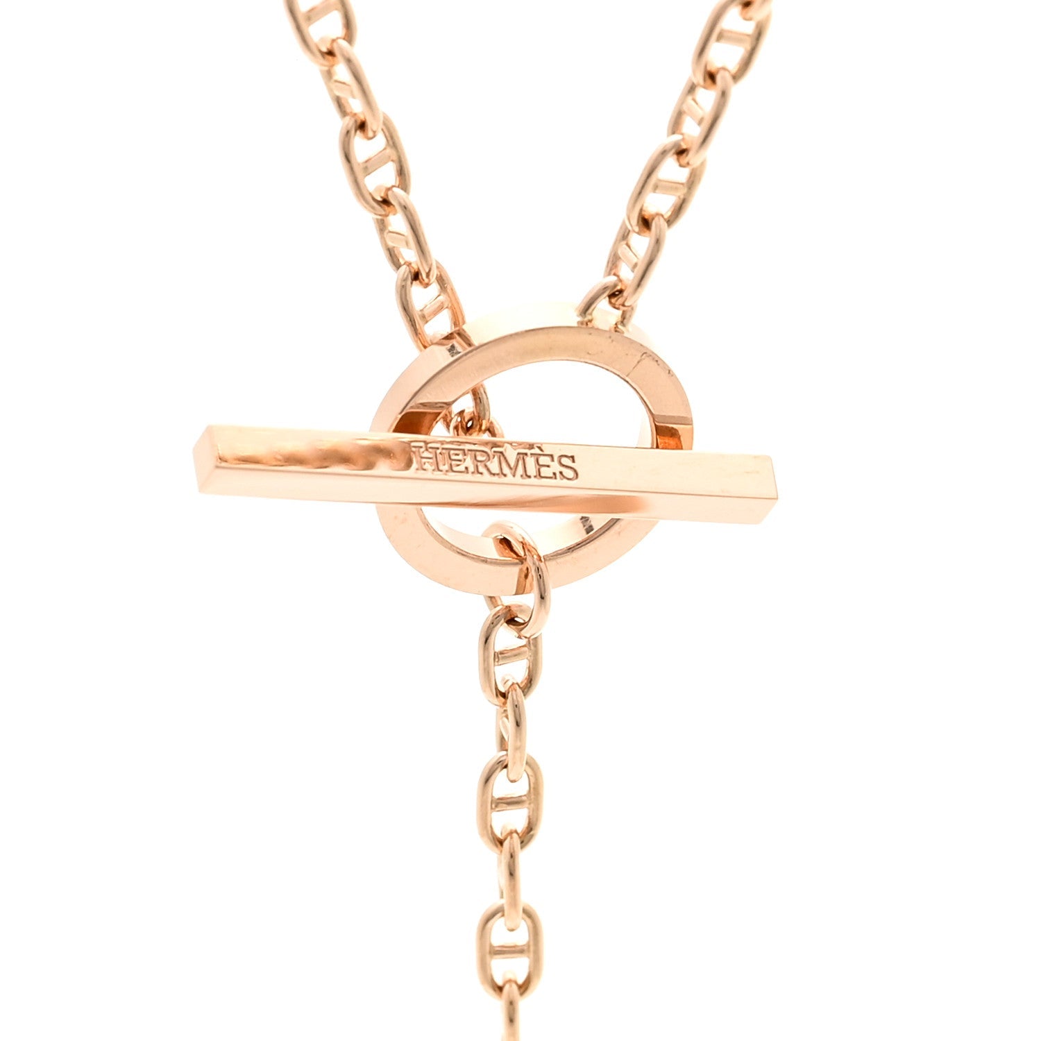 18K Rose Gold Diamond GM  Chaine D'Ancre Contour Pendant Necklace LG