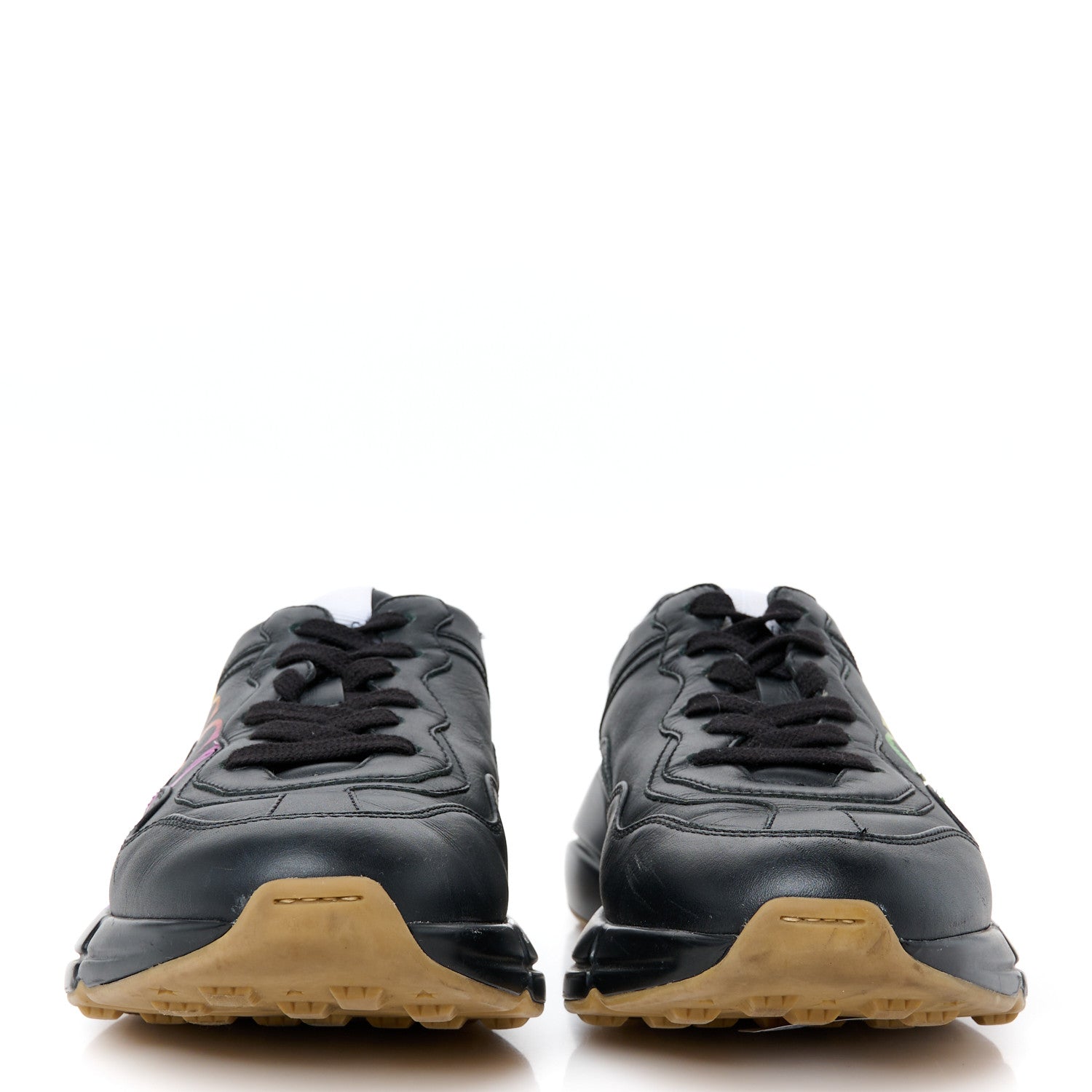 Calfskin Iridescent Logo Womens Rhyton Sneakers 39 Black
