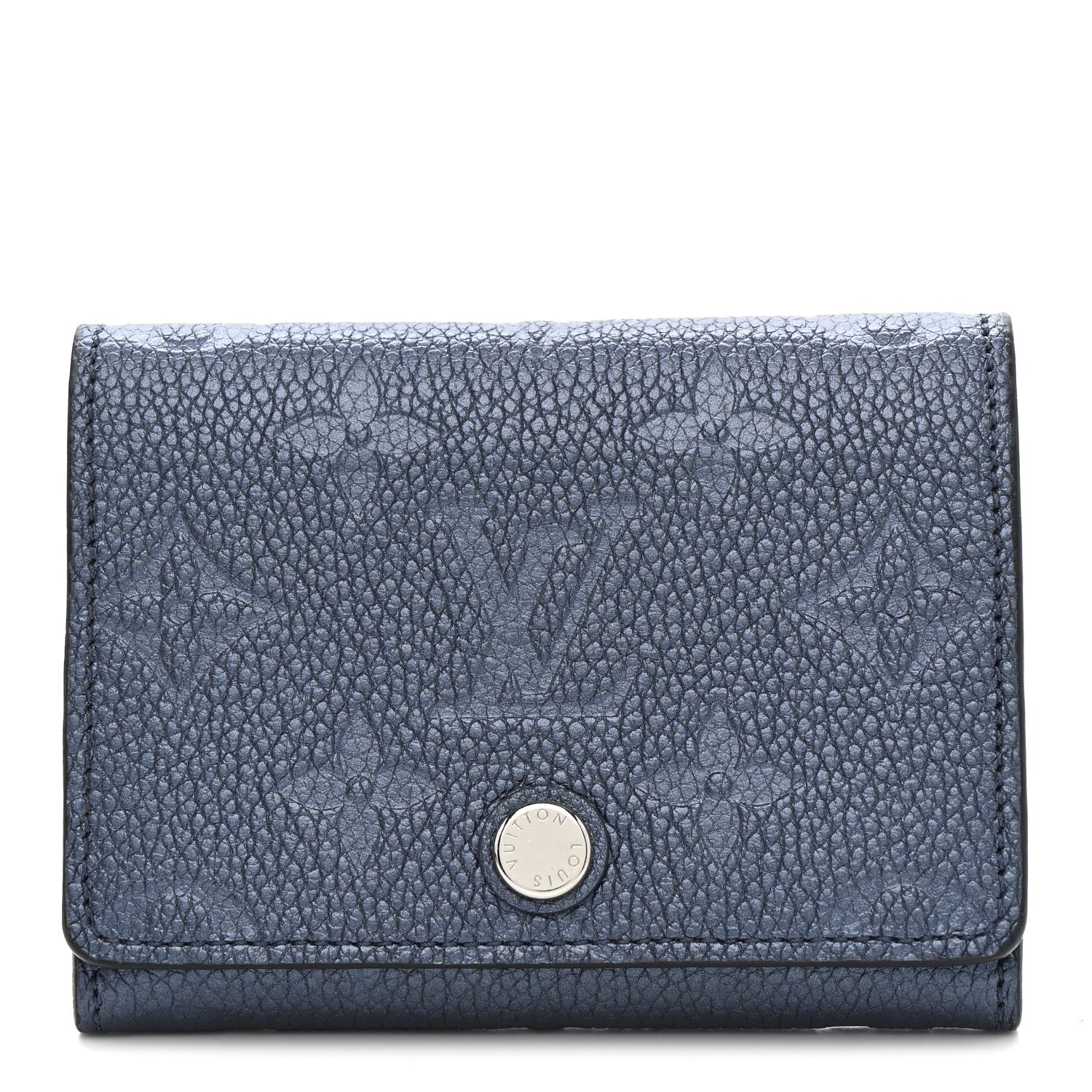 Metallic Empreinte Business Card Holder Navy Nacre