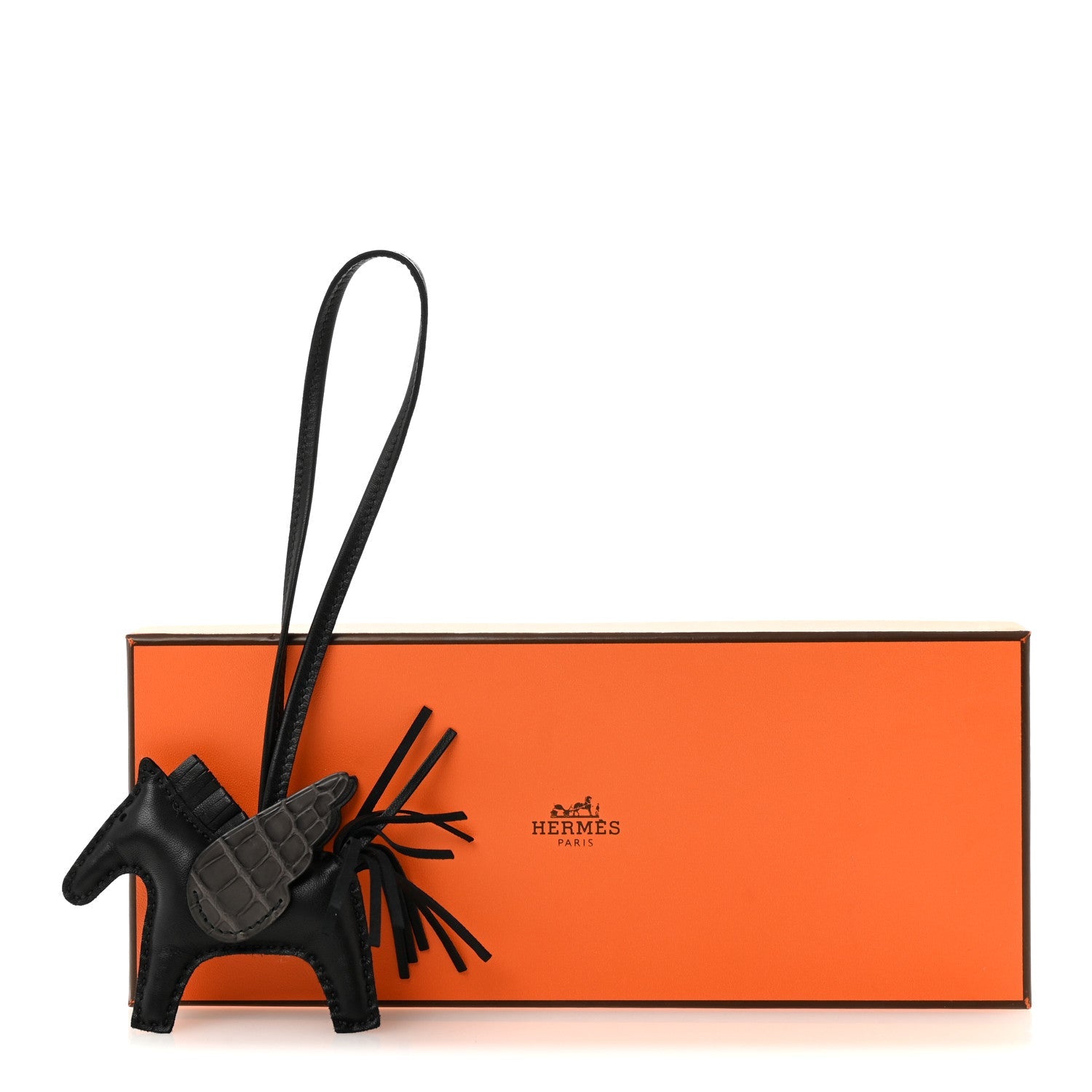 Milo Lambskin Matte Alligator Touch Grigri Rodeo Pegase Horse Bag Charm PM Black Graphite