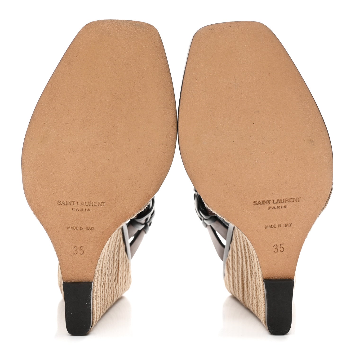 Calfskin Espadrille Wedges 35 Brown