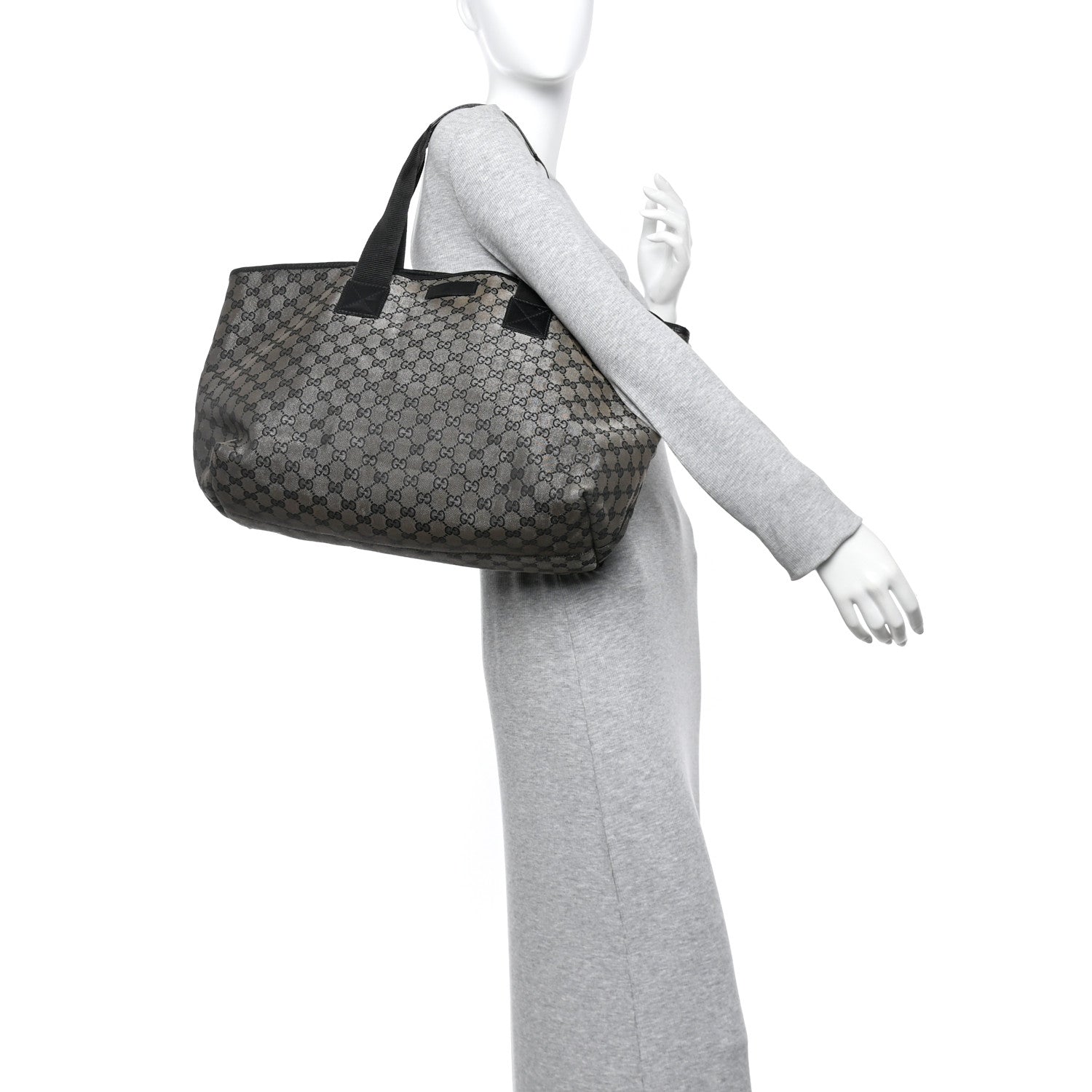 Metallic Monogram Canvas Tote Black