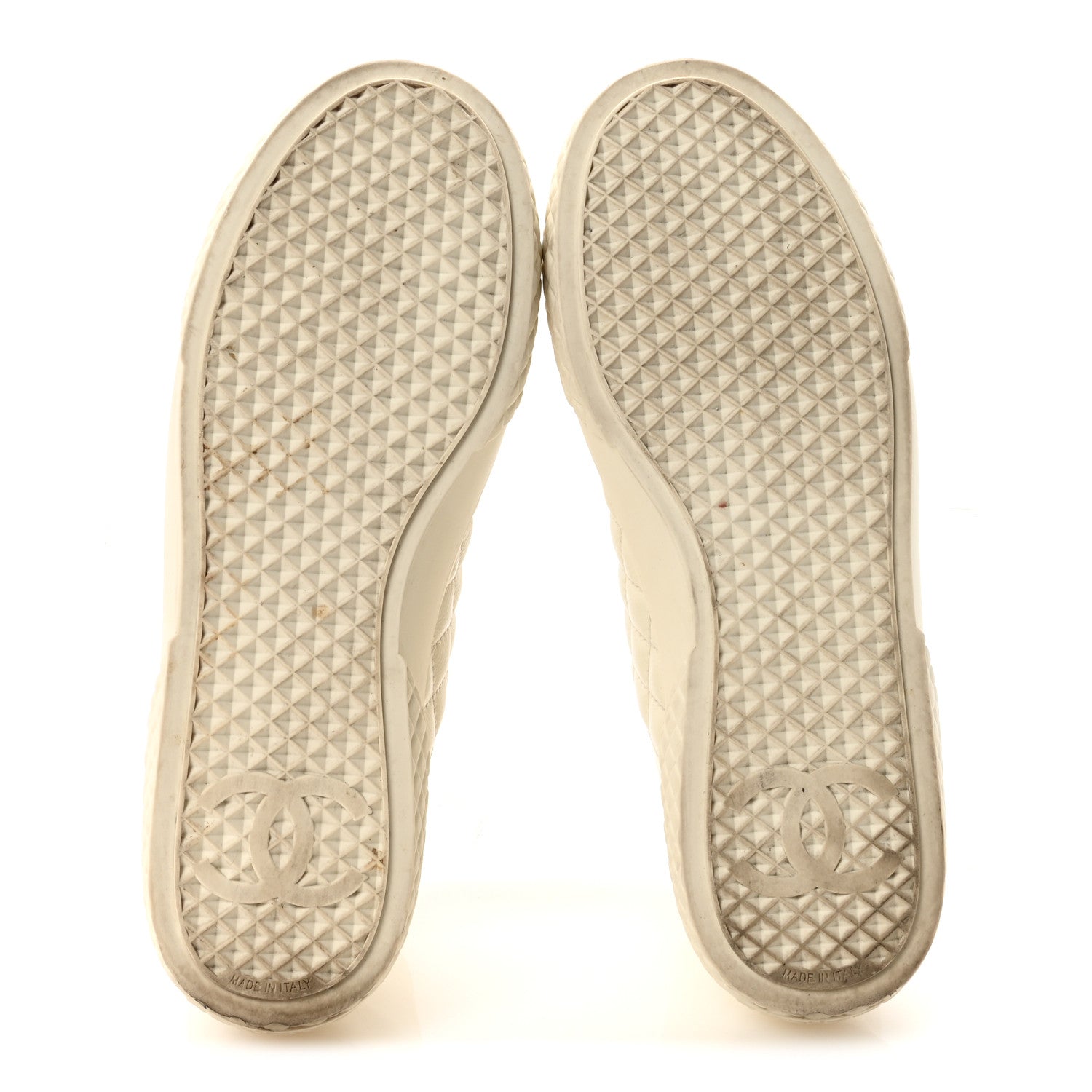 Calfskin High Top CC Sneakers 40 Ivory Black