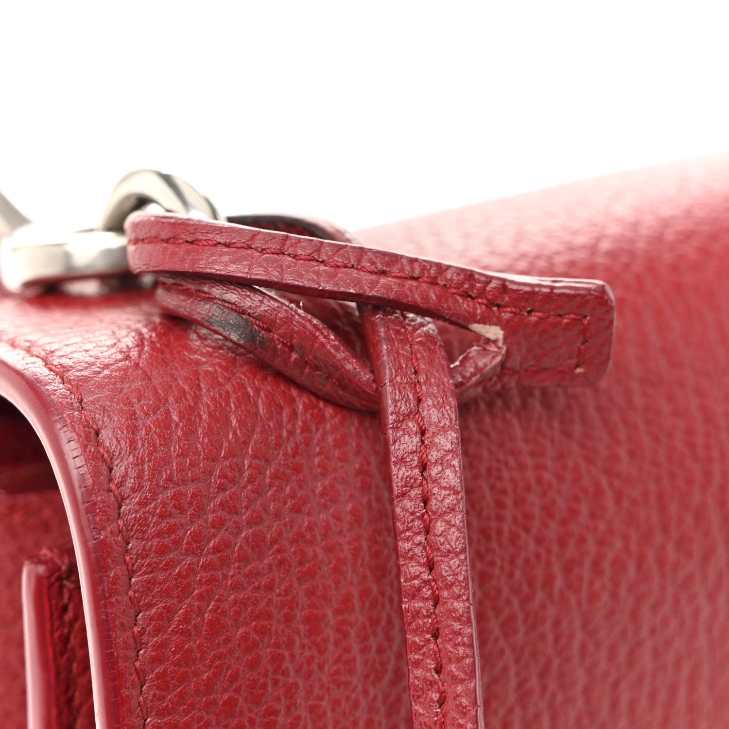 Grained Calfskin Medium Monogram Sunset Satchel Red