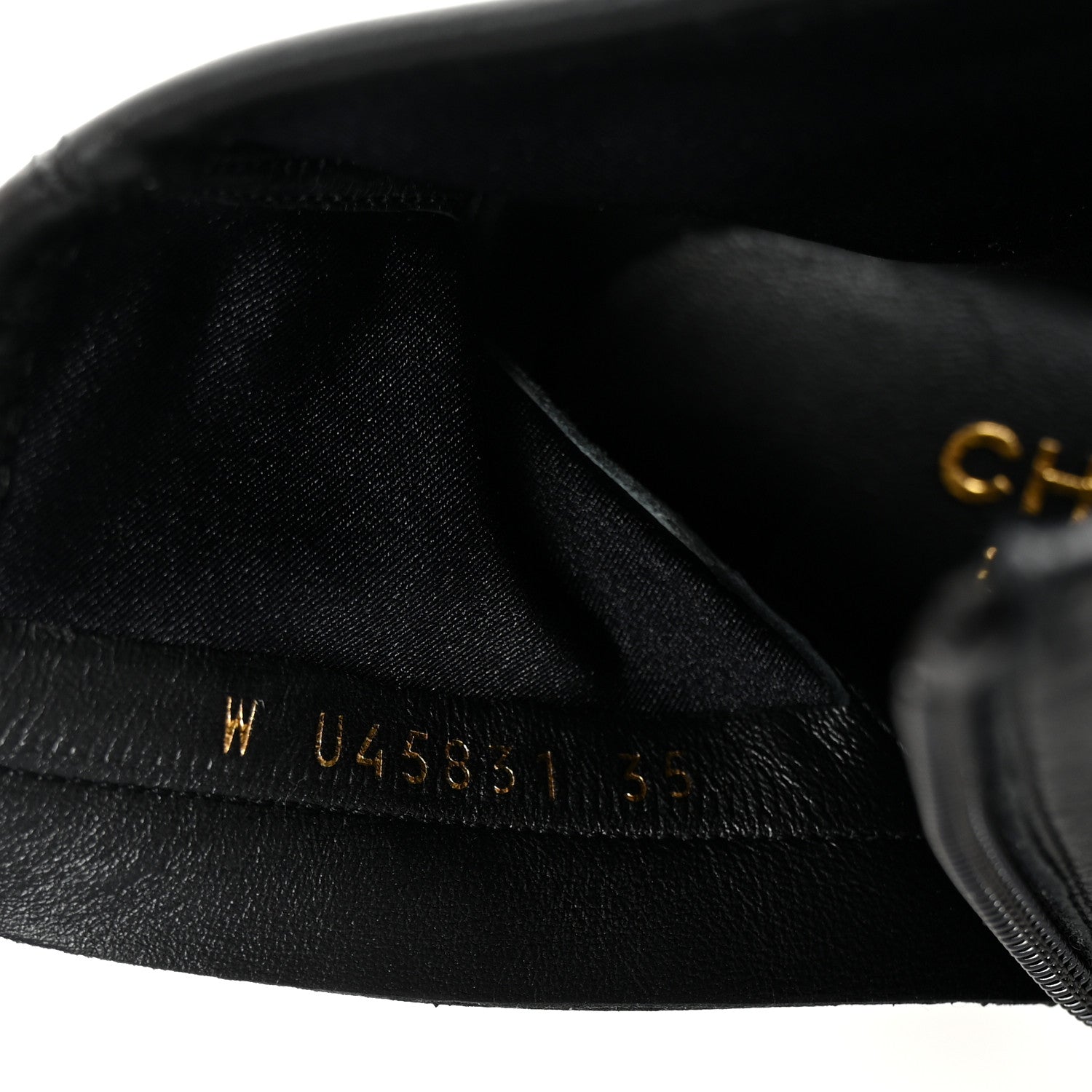 Stretch Lambskin Cap Toe CC Short Boots 35 Black