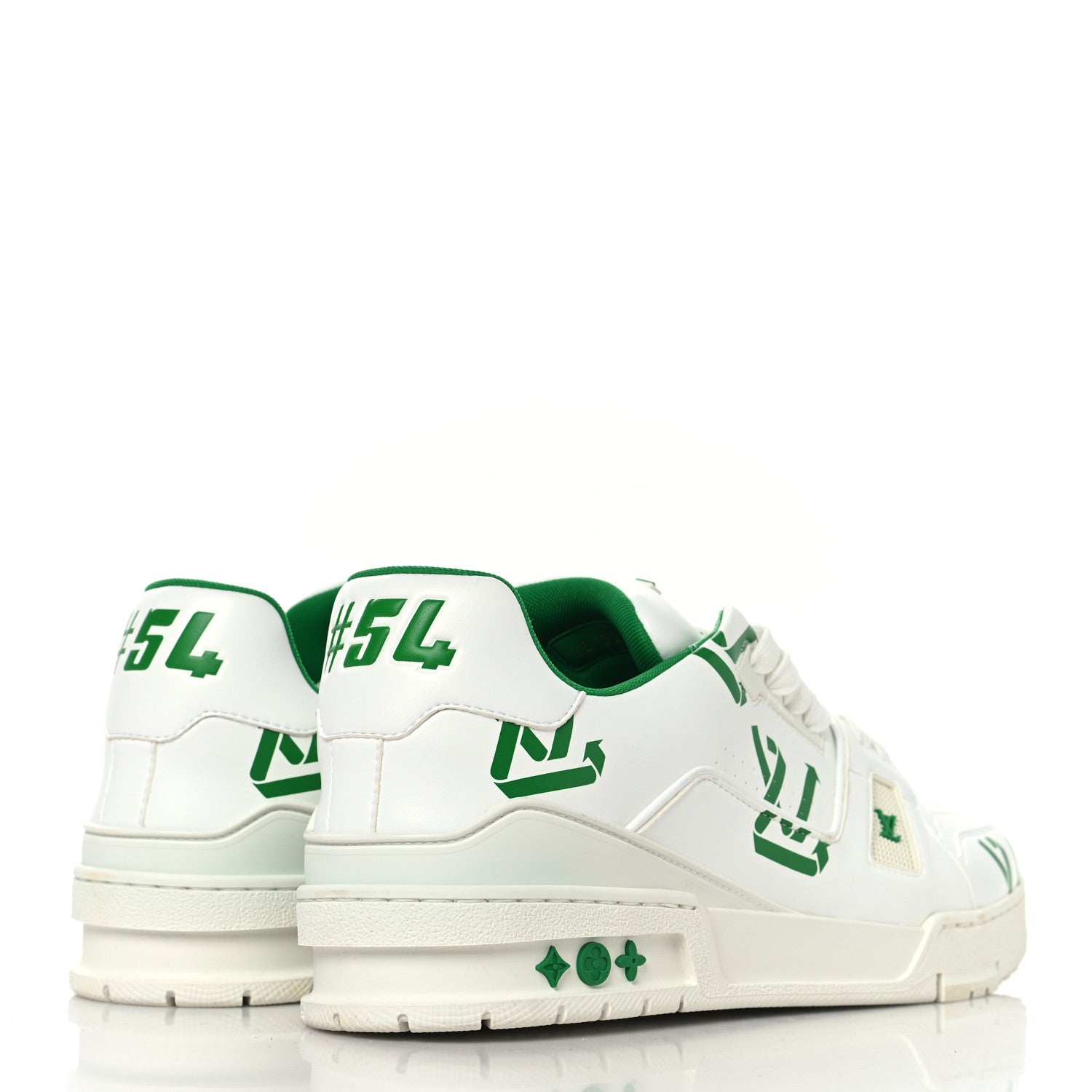 Mens LV Trainer Upcycling Sneakers 9 White Green