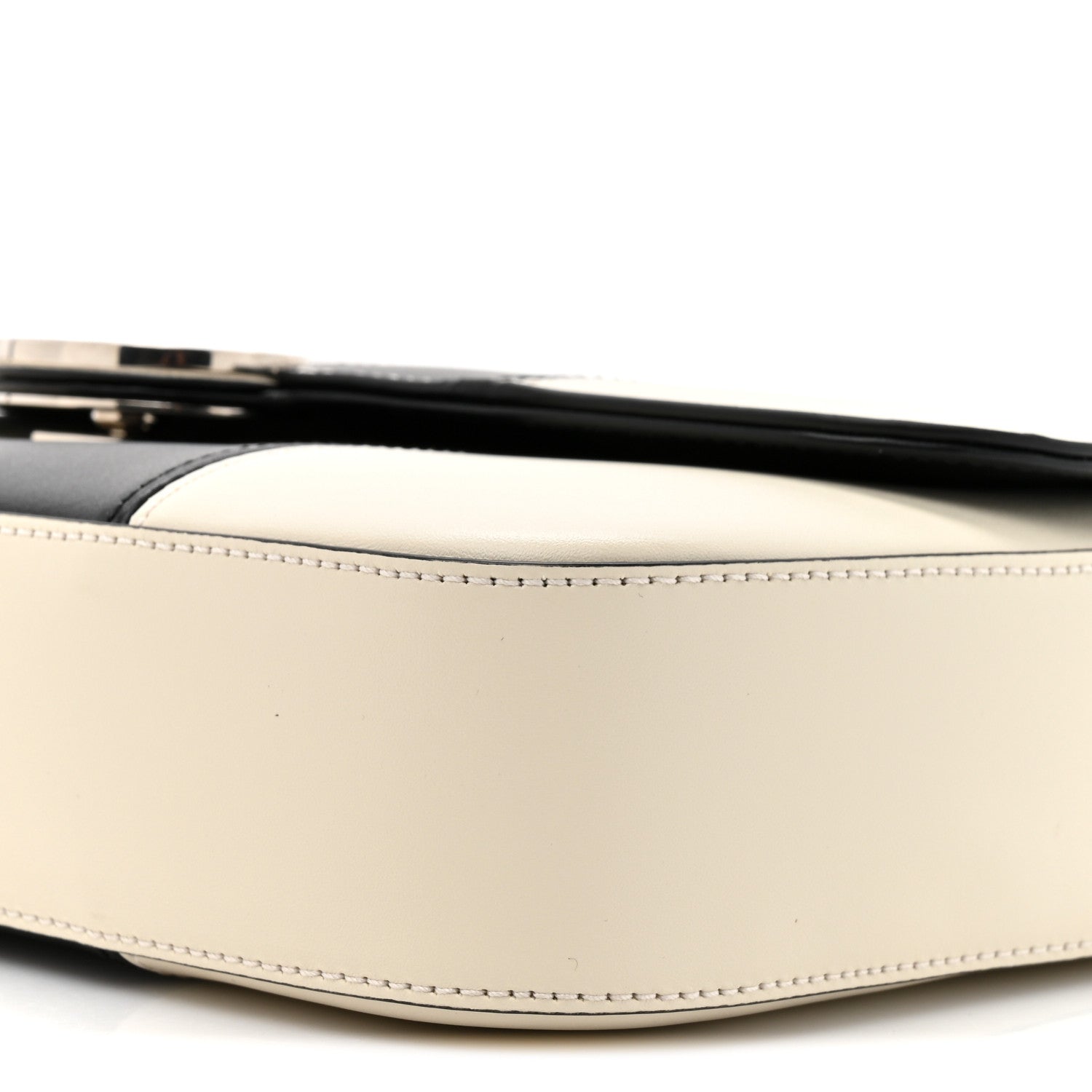Senna Calfskin Lines Petite GG Top Handle Shoulder Bag Black Mystic White