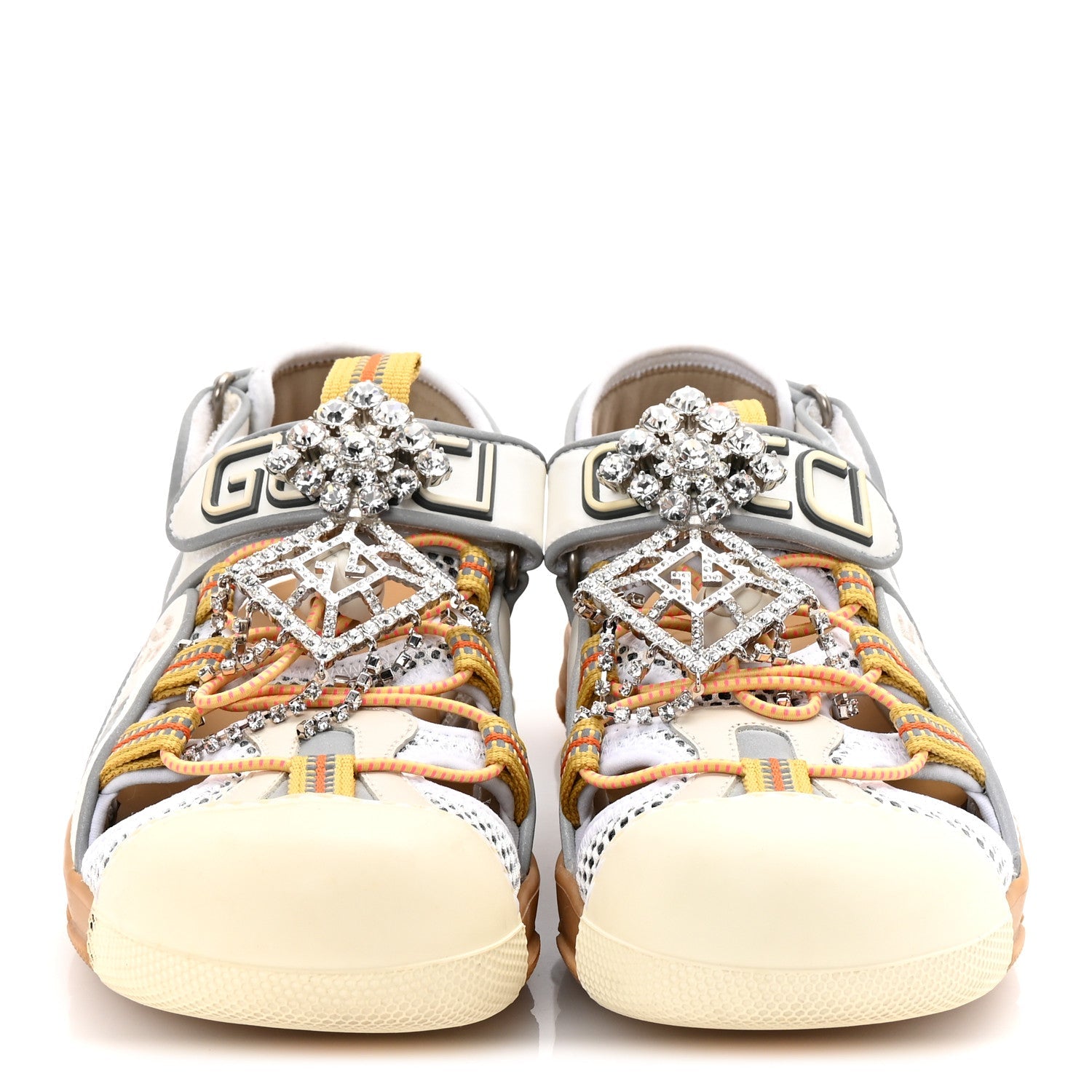 Mesh Fabric Tinsel Sport Sandals 37 White Silver