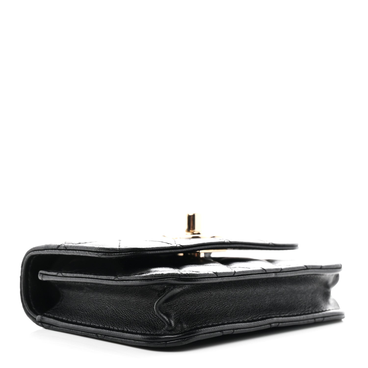 Lambskin Quilted Trendy CC Card Holder On Chain Black