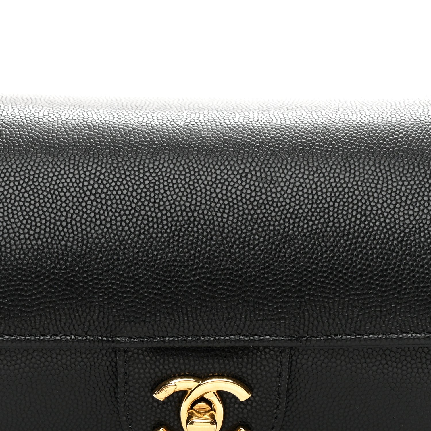Shiny Caviar Preppy Coco Small Bowling Bag Black