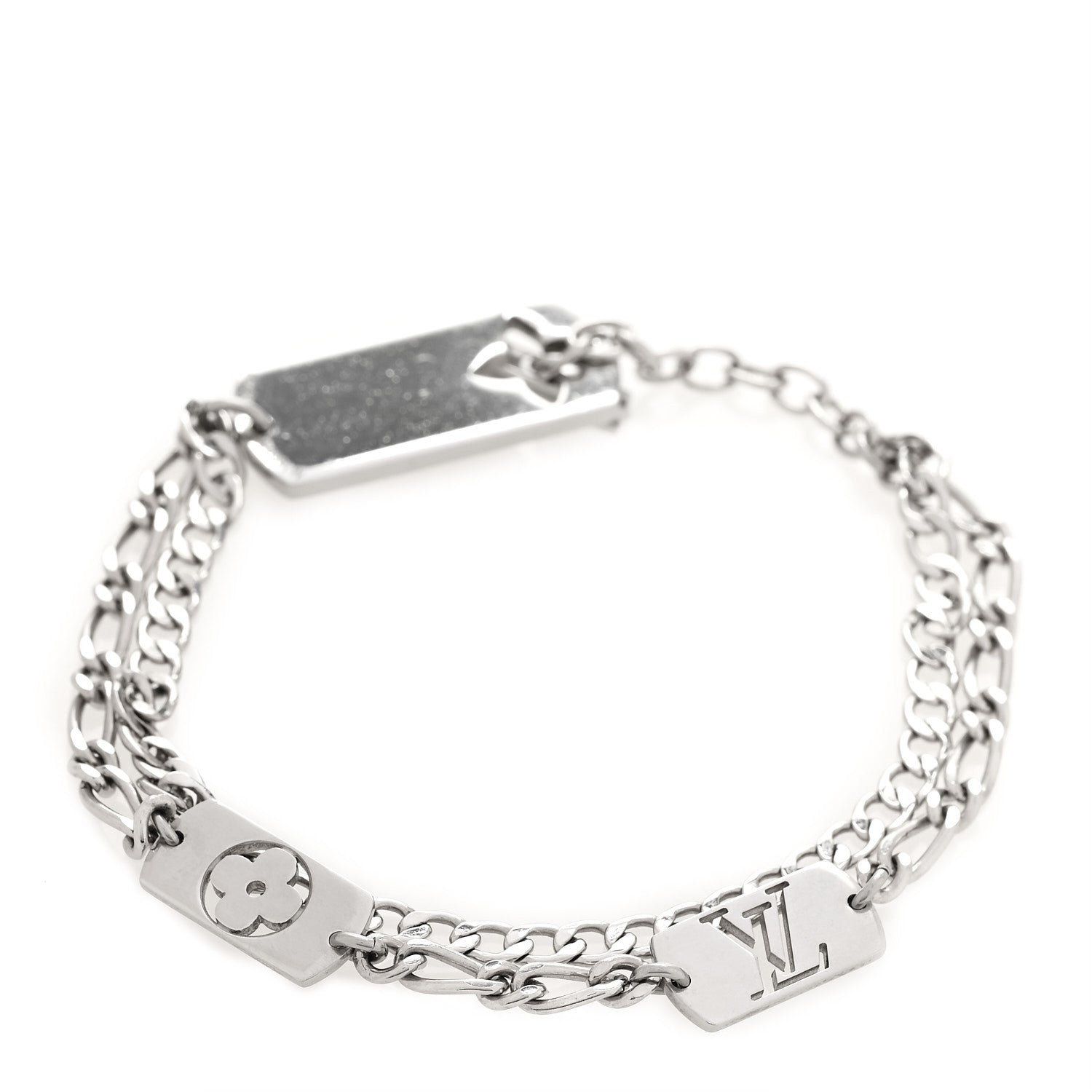 Monogram LV Double Chain Bracelet Silver