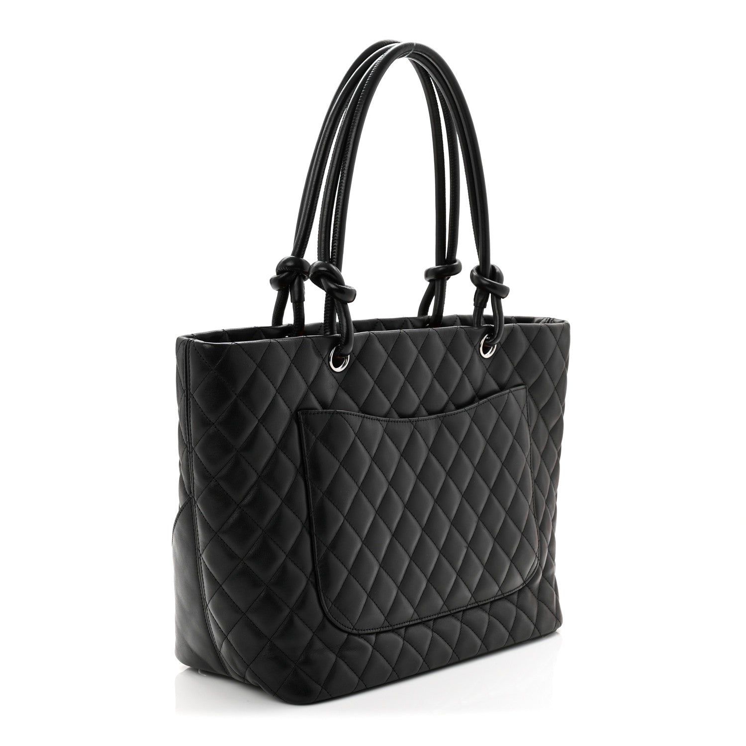 Calfskin Quilted Large Cambon Tote Black