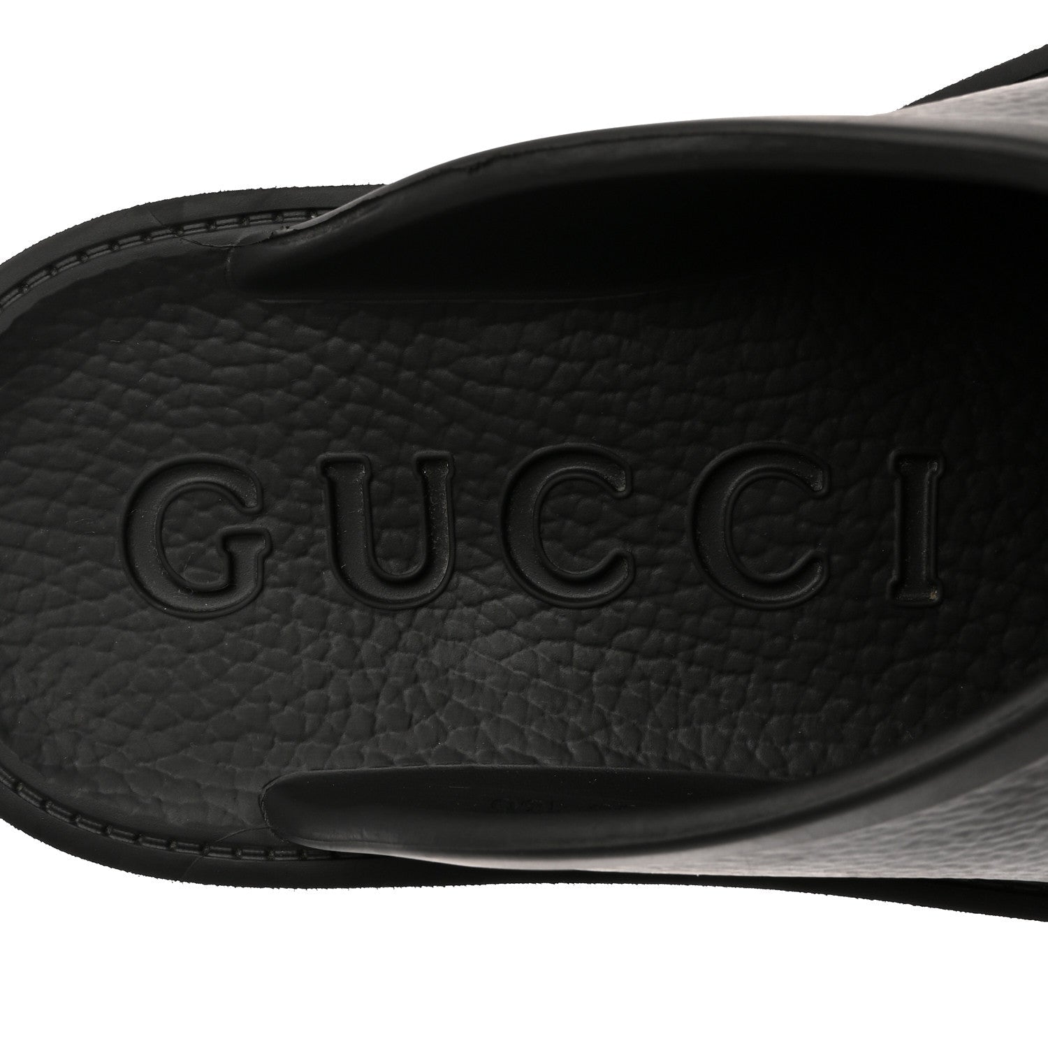 Rubber GG Monogram Perforated Elea Platform 55mm Lug Sole Sandals 36 Black