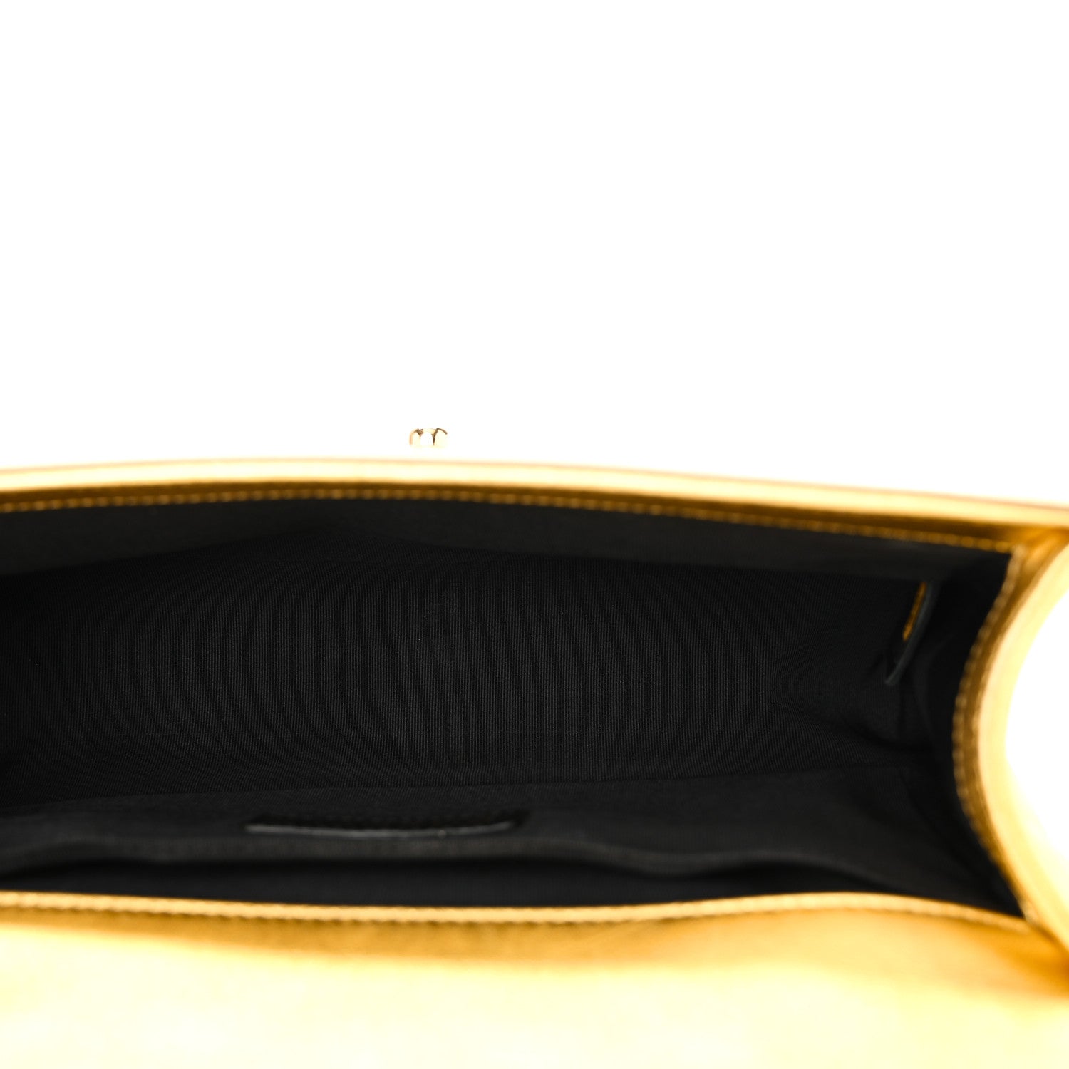 Metallic Patent Calfskin Quilted Medium Boy Flap Gold