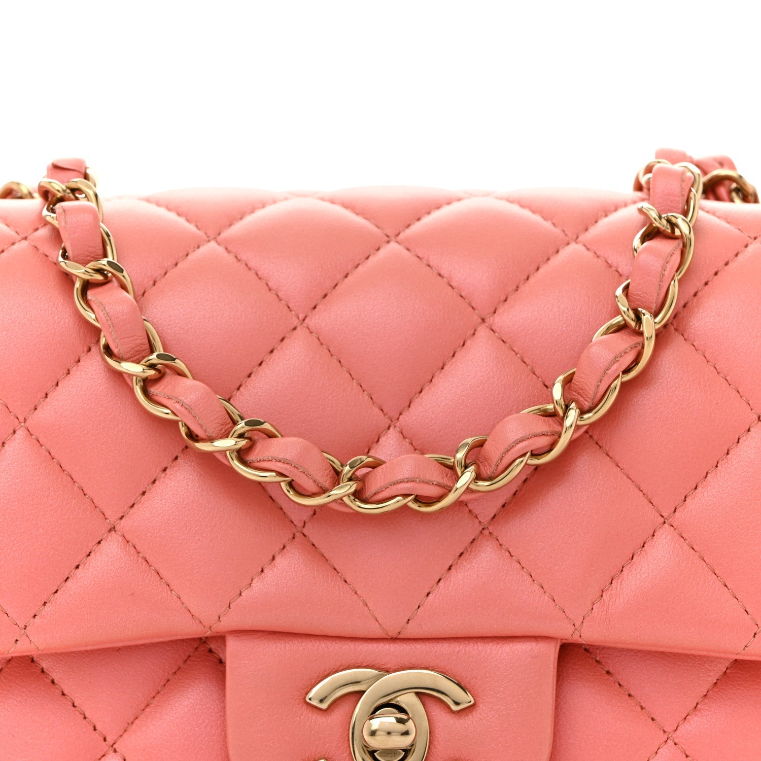 Lambskin Quilted Mini Square Flap Pink
