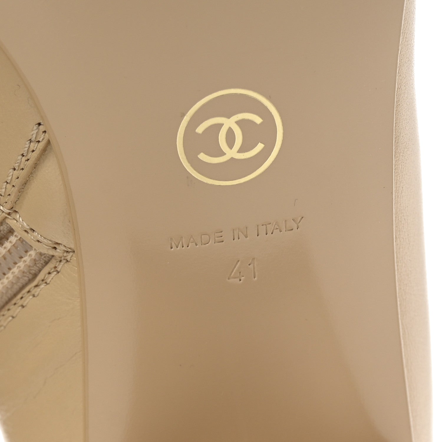 Calfskin Cap Toe Chain Short Boots 41 Beige