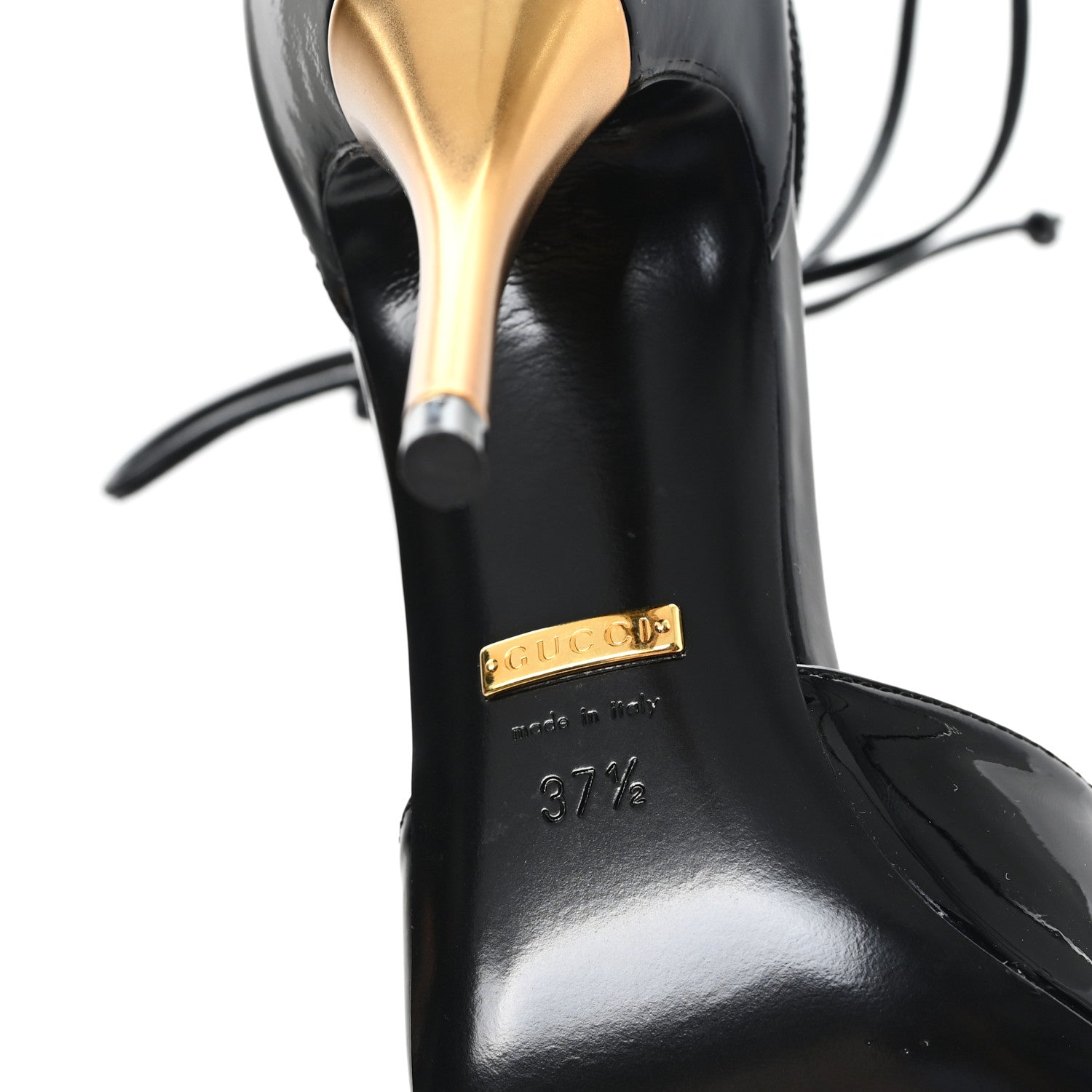 Vitello Vernice Soft Nappa Priscilla Ankle Cuff Pumps 37.5 Black