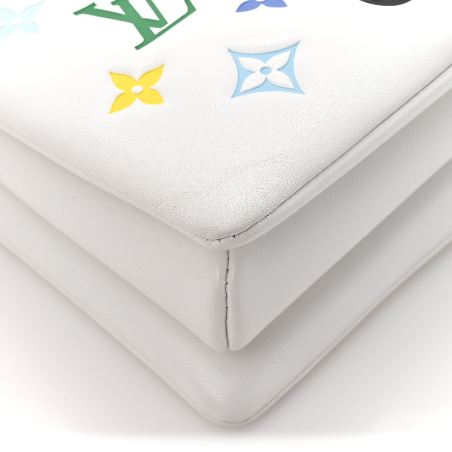 LV x TM Lambskin Embossed Monogram Coussin PM White Multicolor