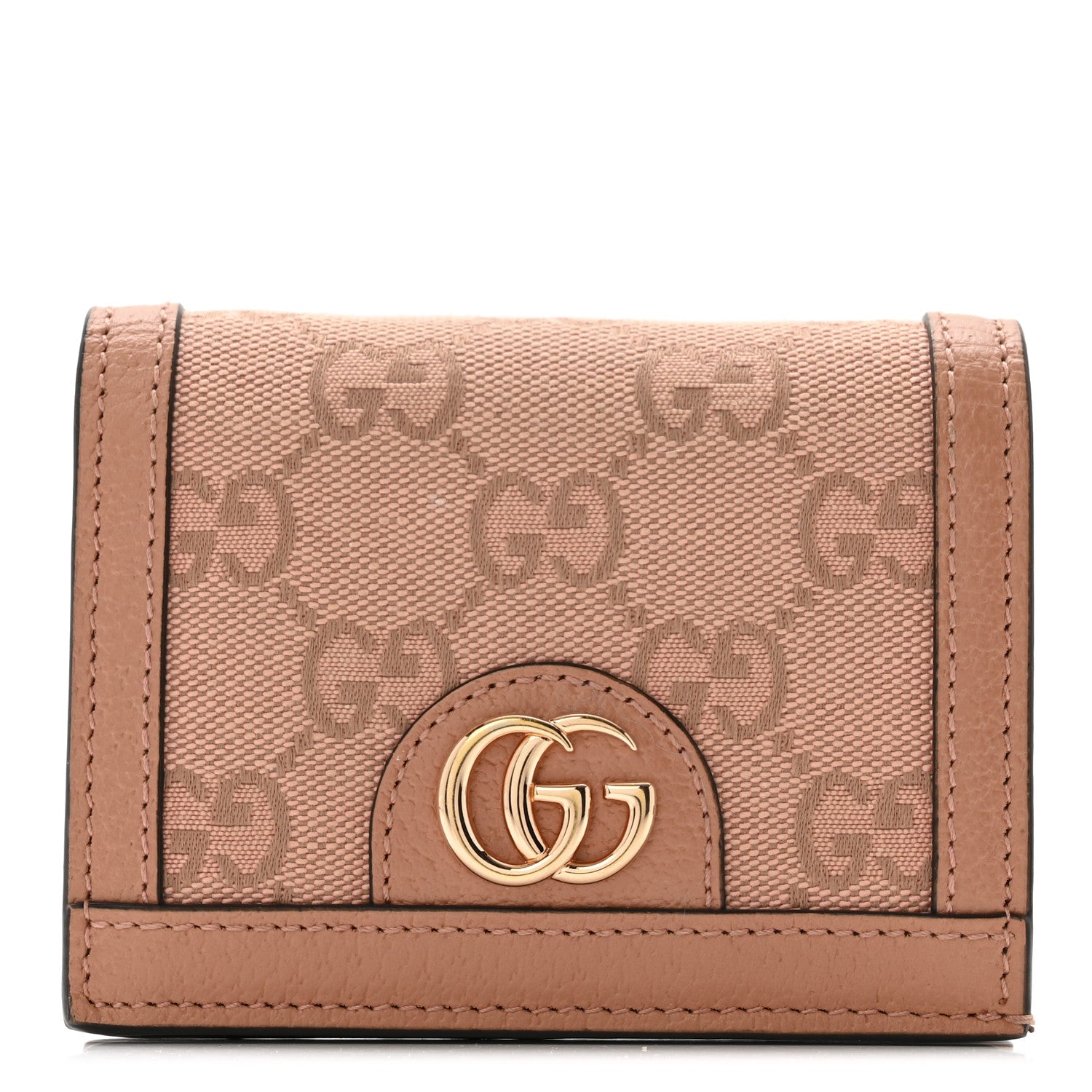 Monogram Textured Dollar Calfskin Card Case Cloche Rose Pink