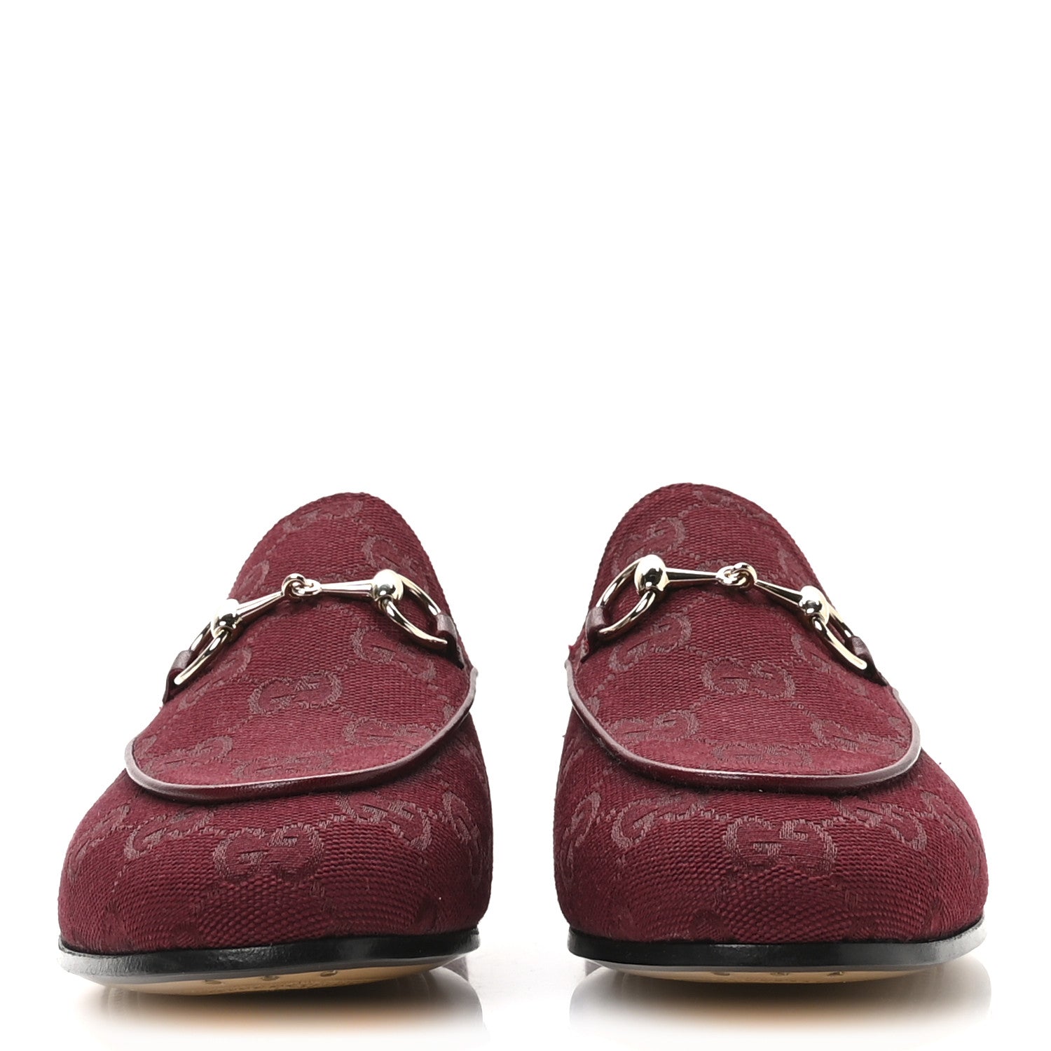 New Canvas GG Monogram Malaga Kid Horsebit Womens Jordaan Loafers 36.5 Rosso Ancora