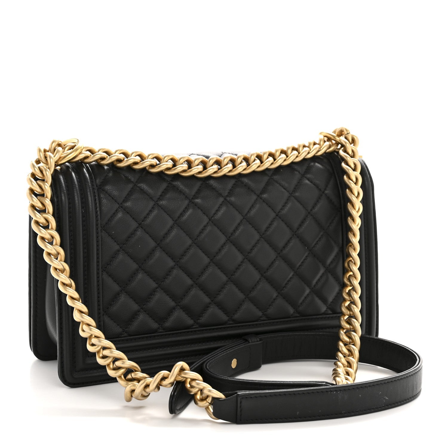 Calfskin Quilted Medium Boy Flap Black