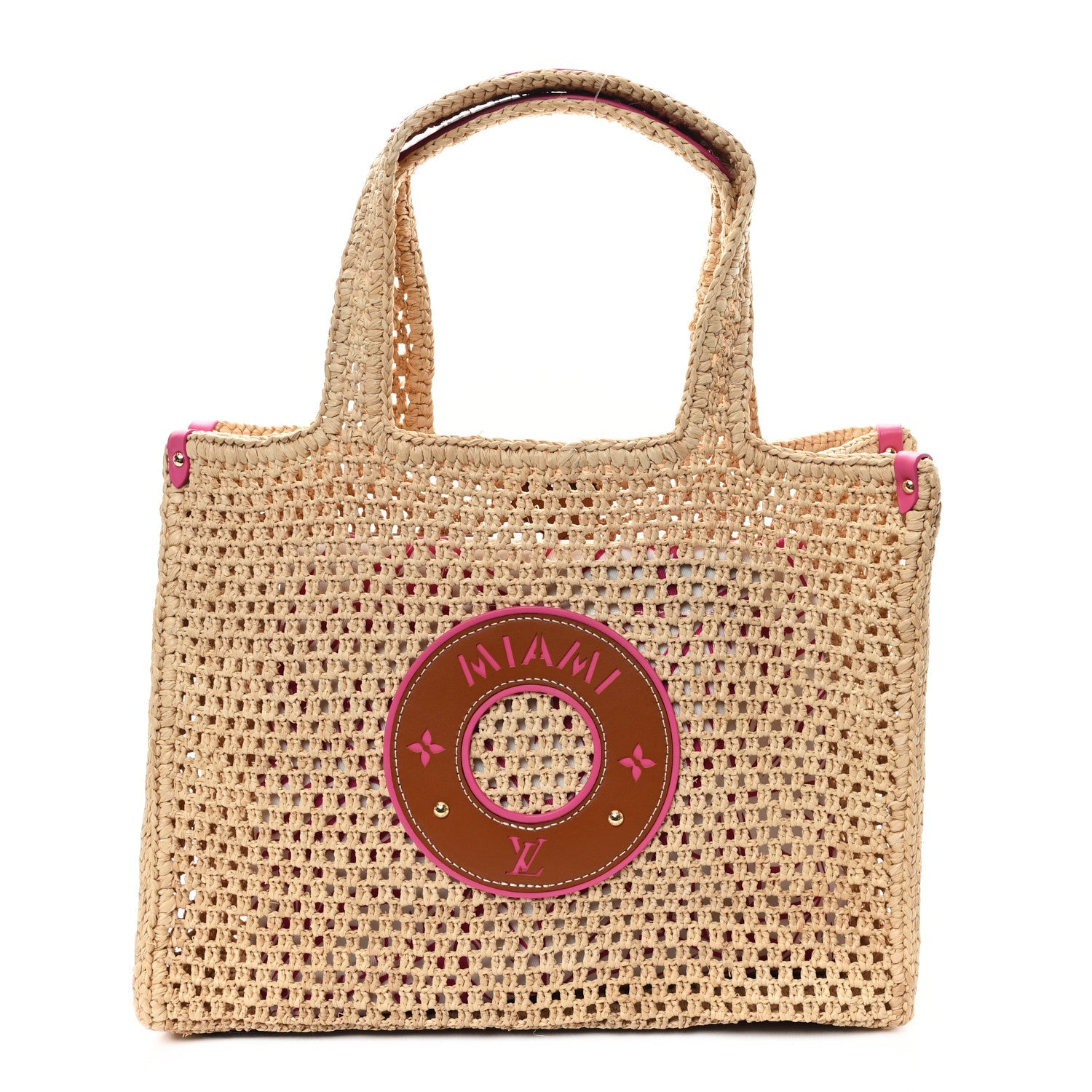 Raffia Calfskin Forte Del Marmi OnTheGo MM Natural Fuchsia