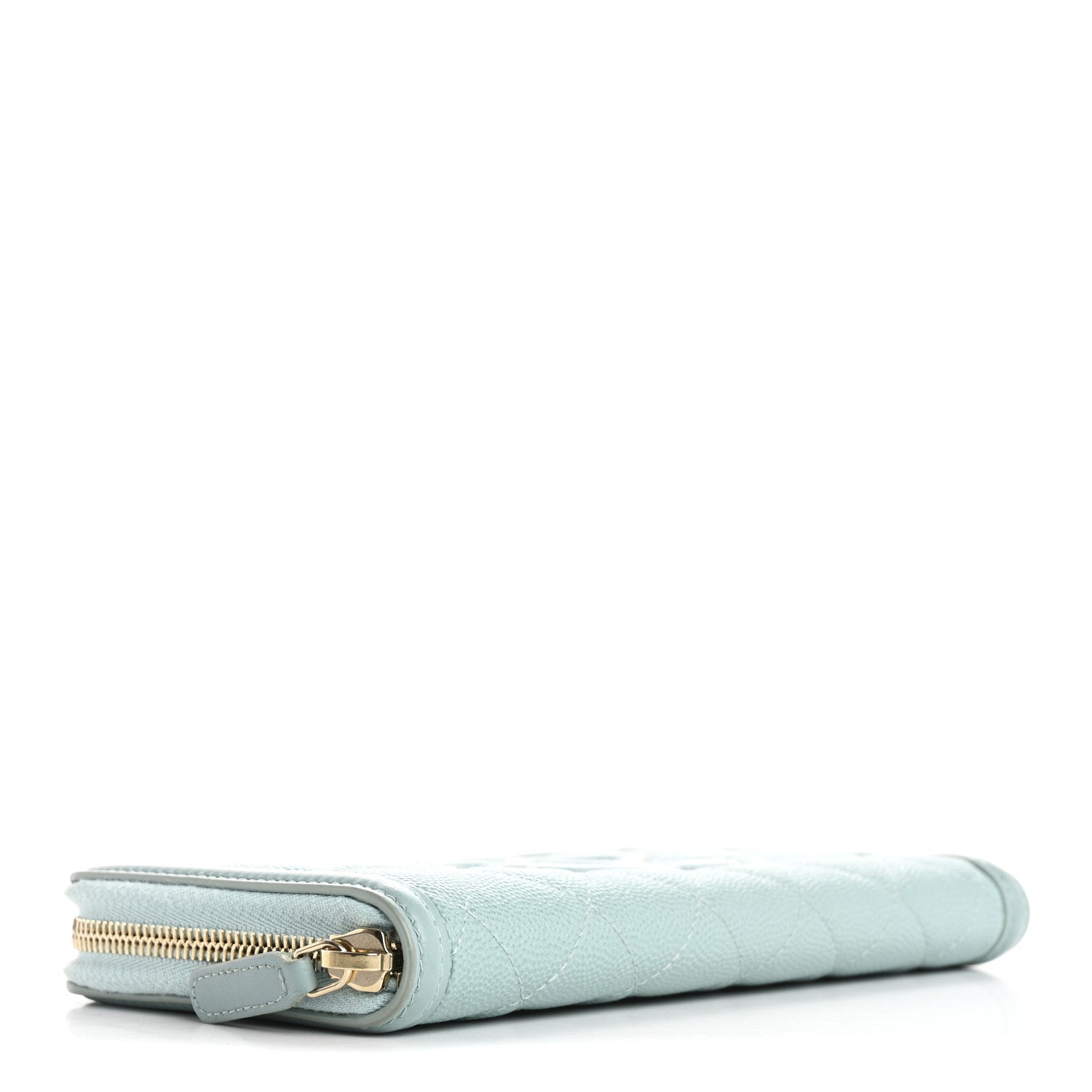 Caviar Quilted Large Filigree Zip Around Wallet Blue