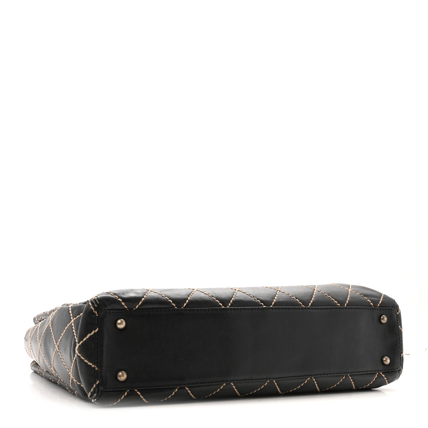 Calfskin Wild Stitch Large Tote Black