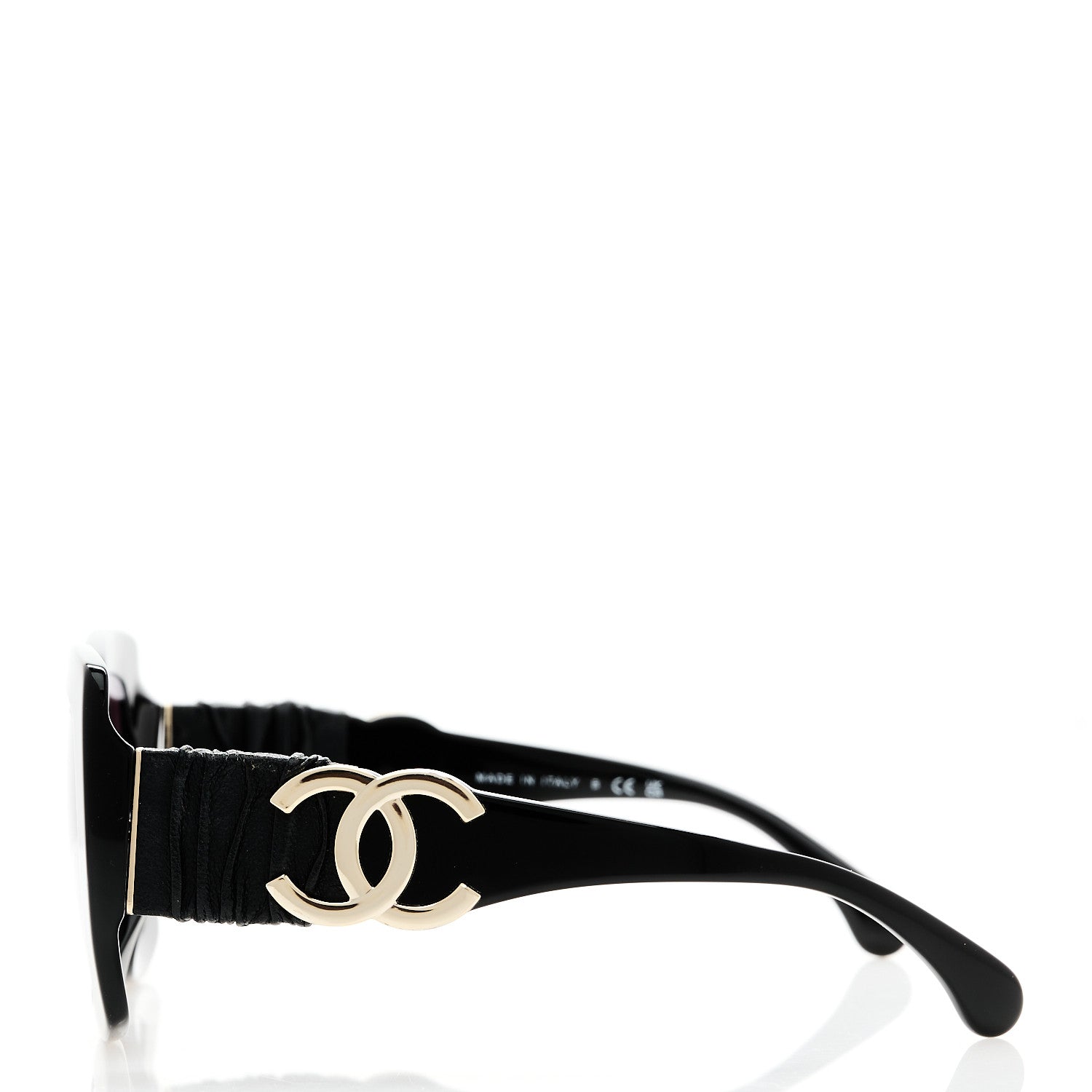 Acetate Calfskin Square Sunglasses 5474-Q-A Black