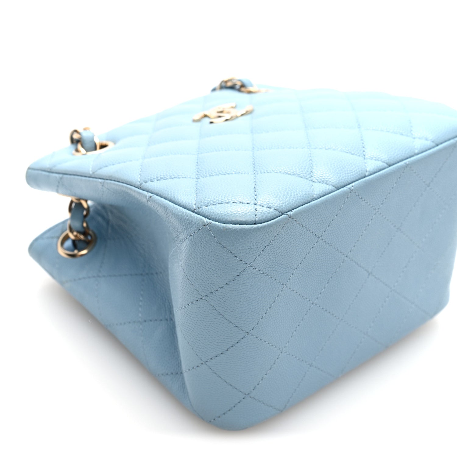 Caviar Quilted Mini Bucket Bag Blue