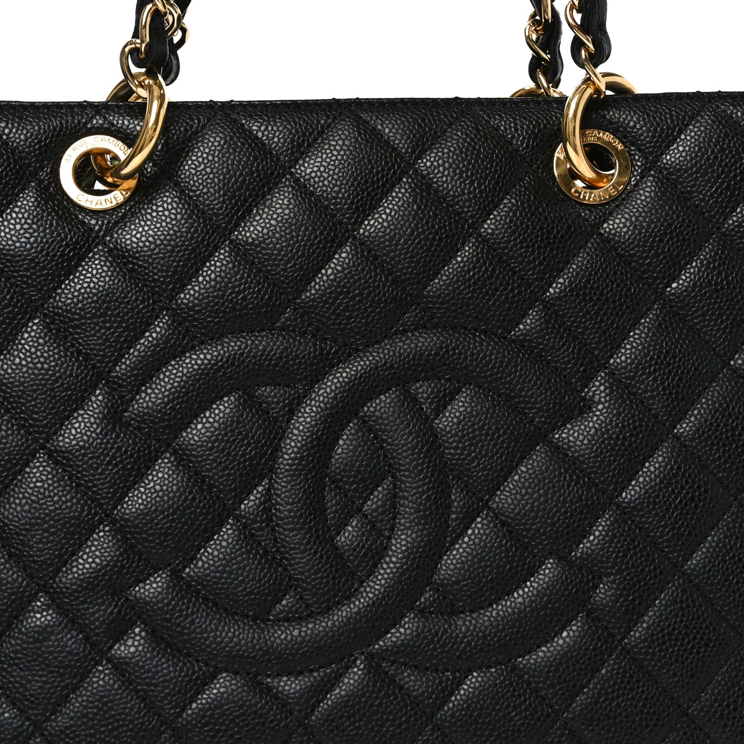 Caviar Quilted Grand Shopping Tote GST Black