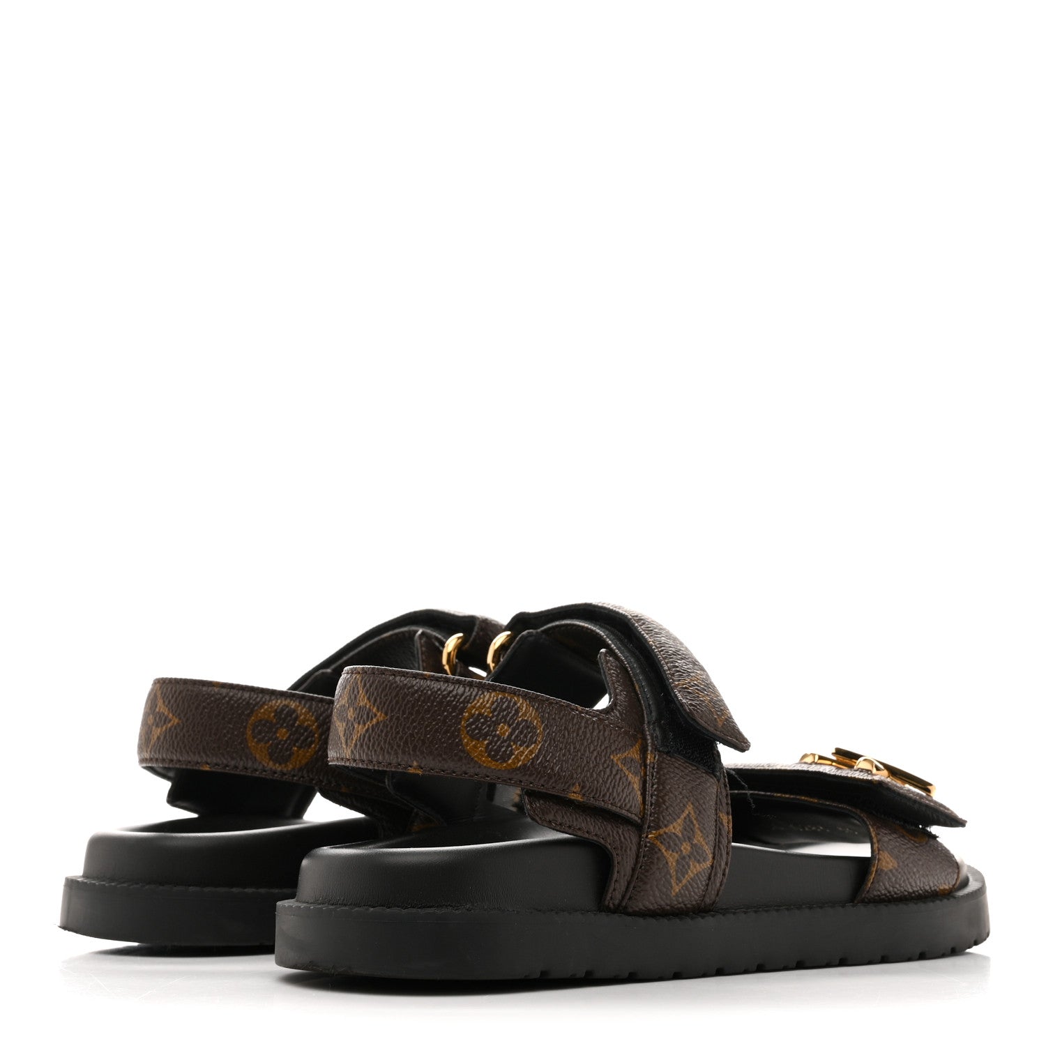 Monogram LV Sunset Comfort Flat Sandals 35 Cacao Brown