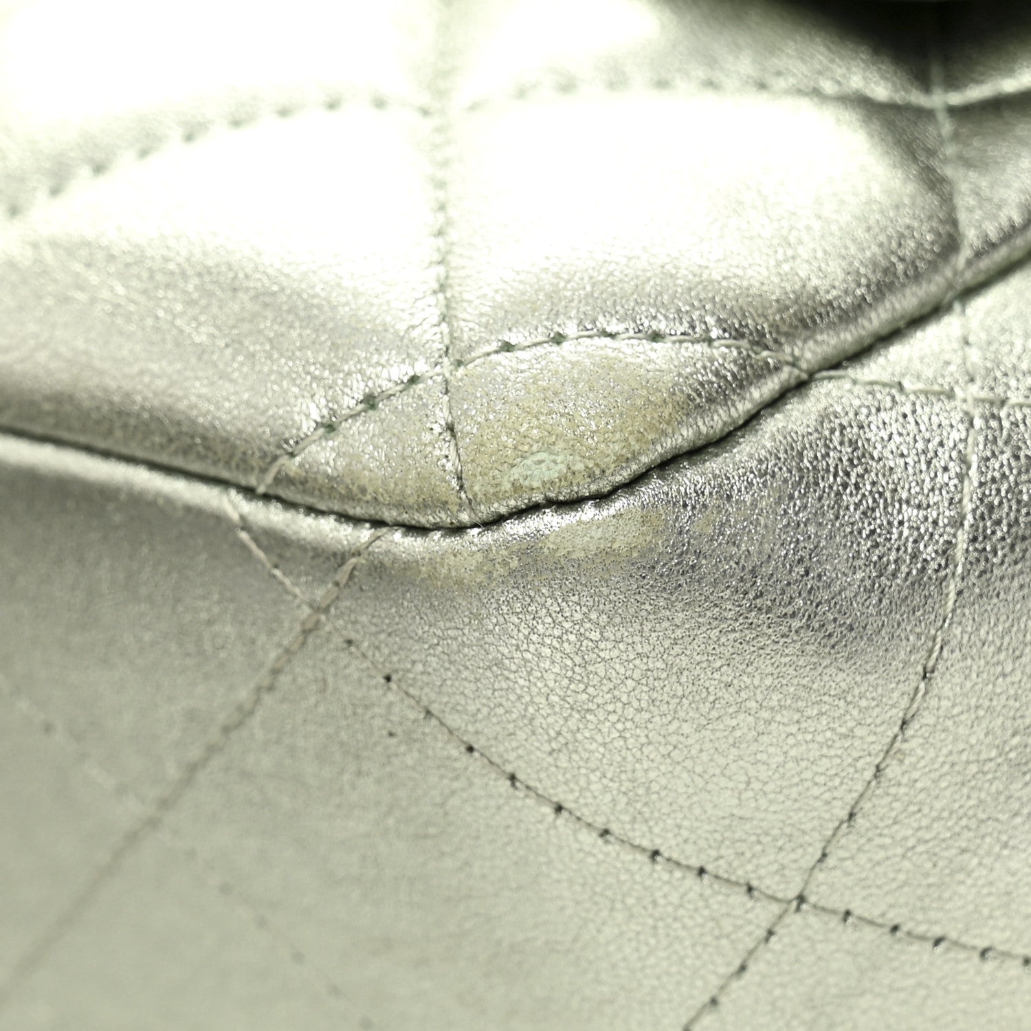 Metallic Lambskin Quilted Jumbo Double Flap Green