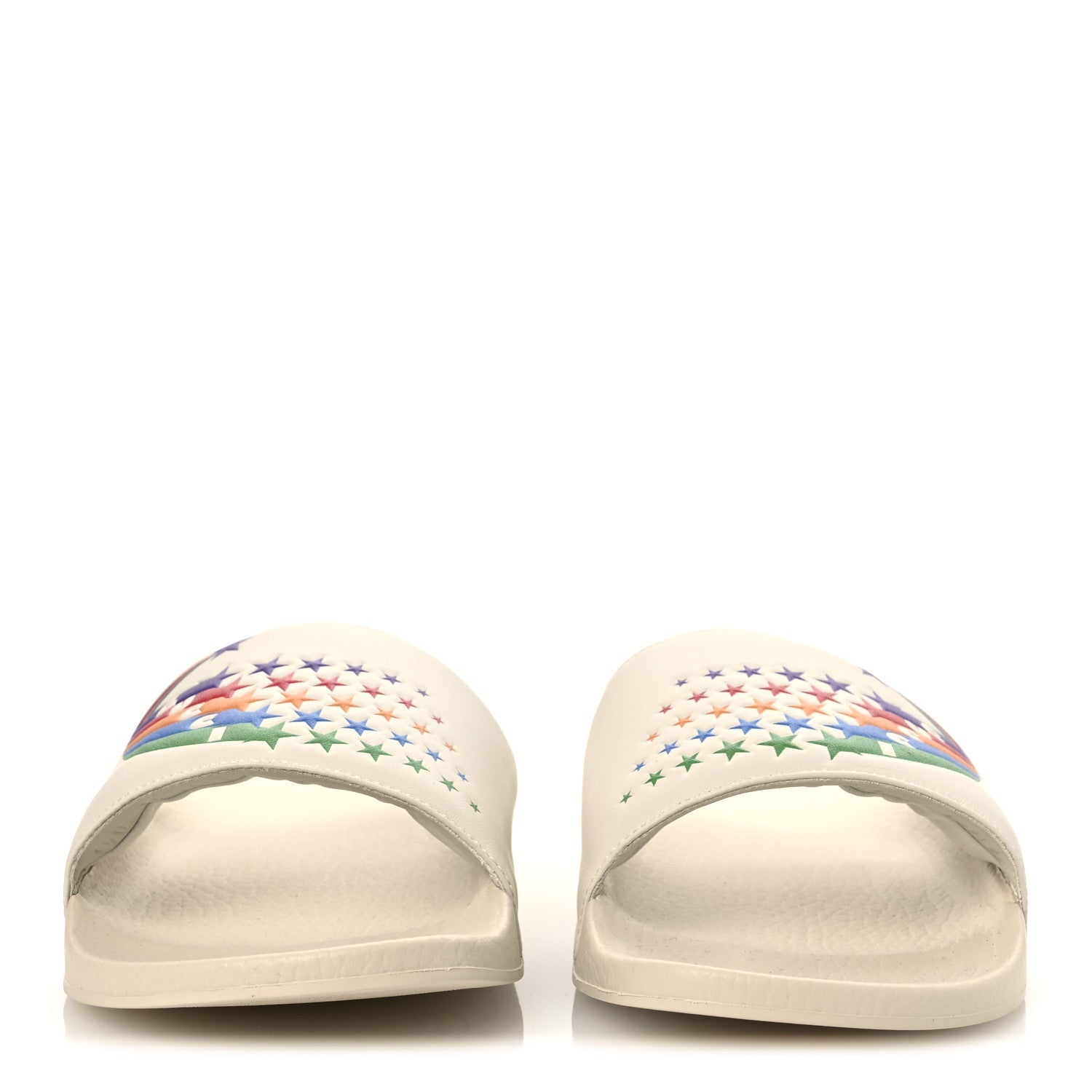 Nappa Interlocking G Rainbow Womens Pursuit Slide Sandals 41 Mystic White